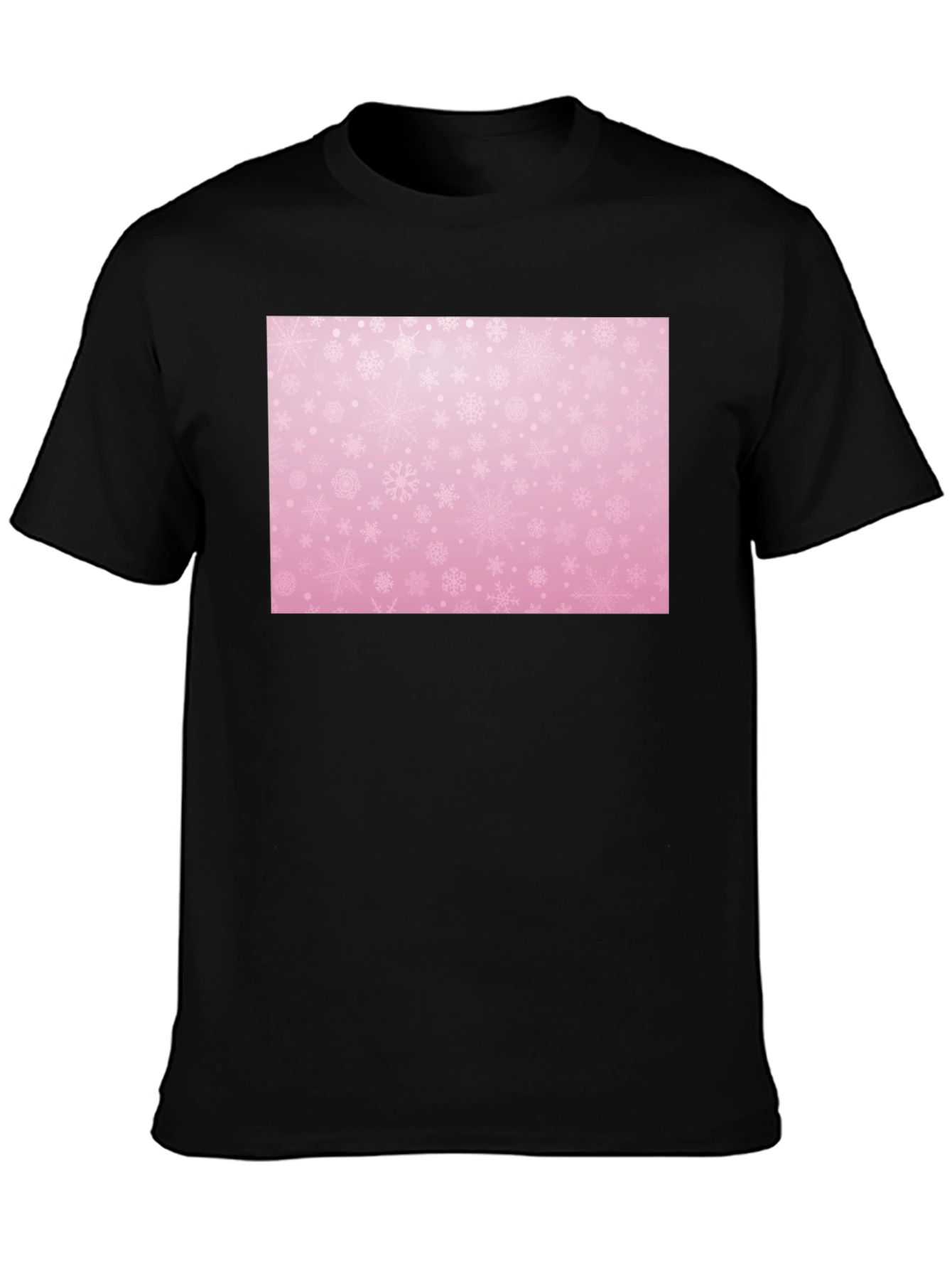 Black Snowflake Patterned T-Shirt view 3