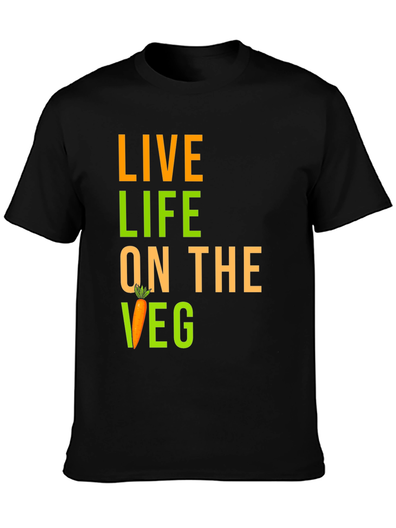 Live Life on the Veg Black Graphic Tee - 3