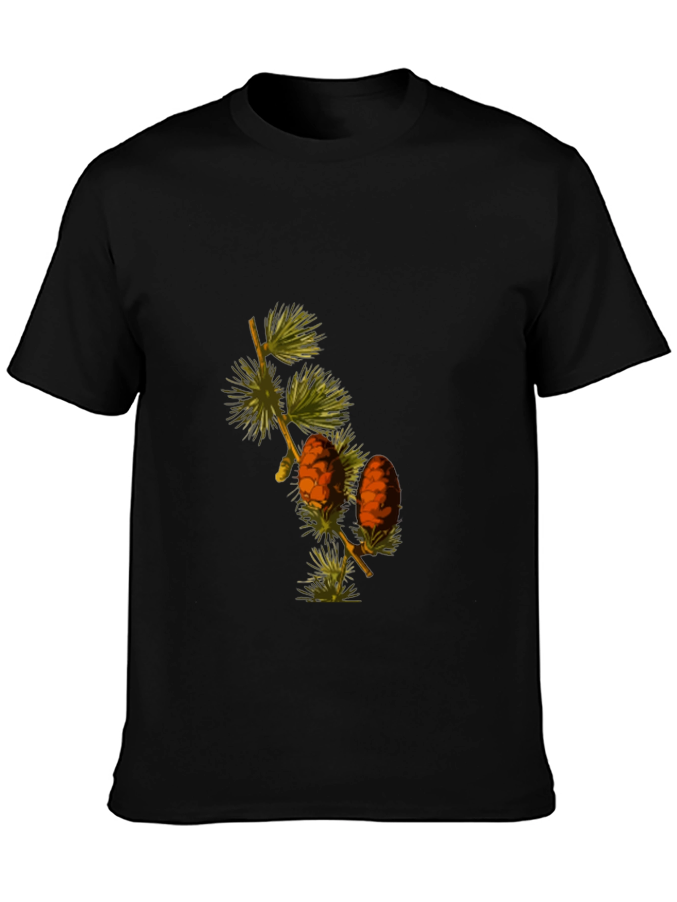 Black Botanical Pine Cone Graphic Tee - Nature Inspired T-Shirt view 3