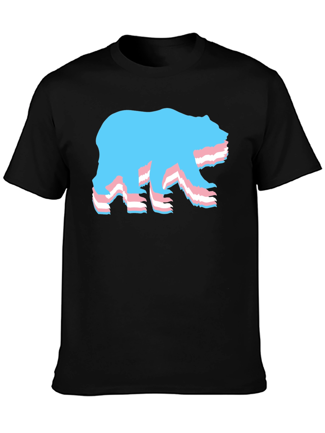 Black Transgender Pride Bear T-Shirt - Black view 3