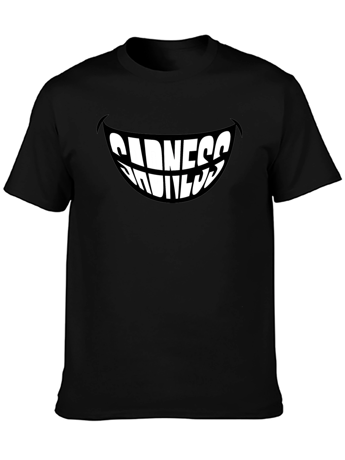 Black Sadness Smiles Graphic T-Shirt - Black, Stylish Men's Tee view 3