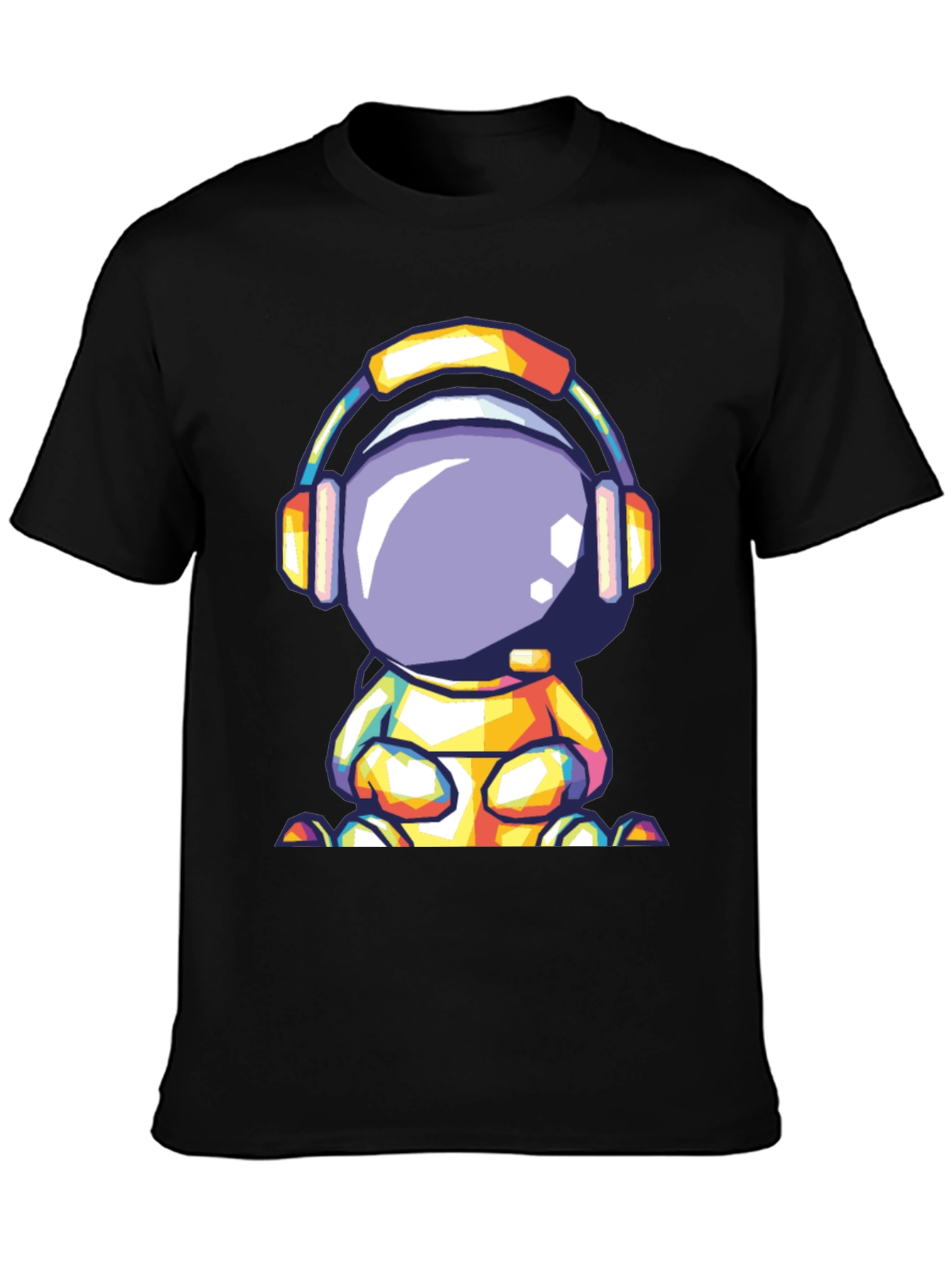 Black Astronaut Headphone Graphic Tee view 3