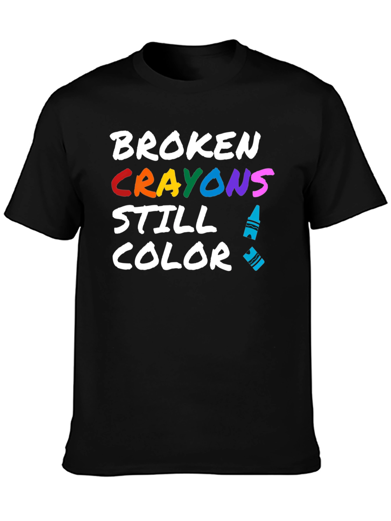Black Broken Crayons Still Color T-Shirt view 3