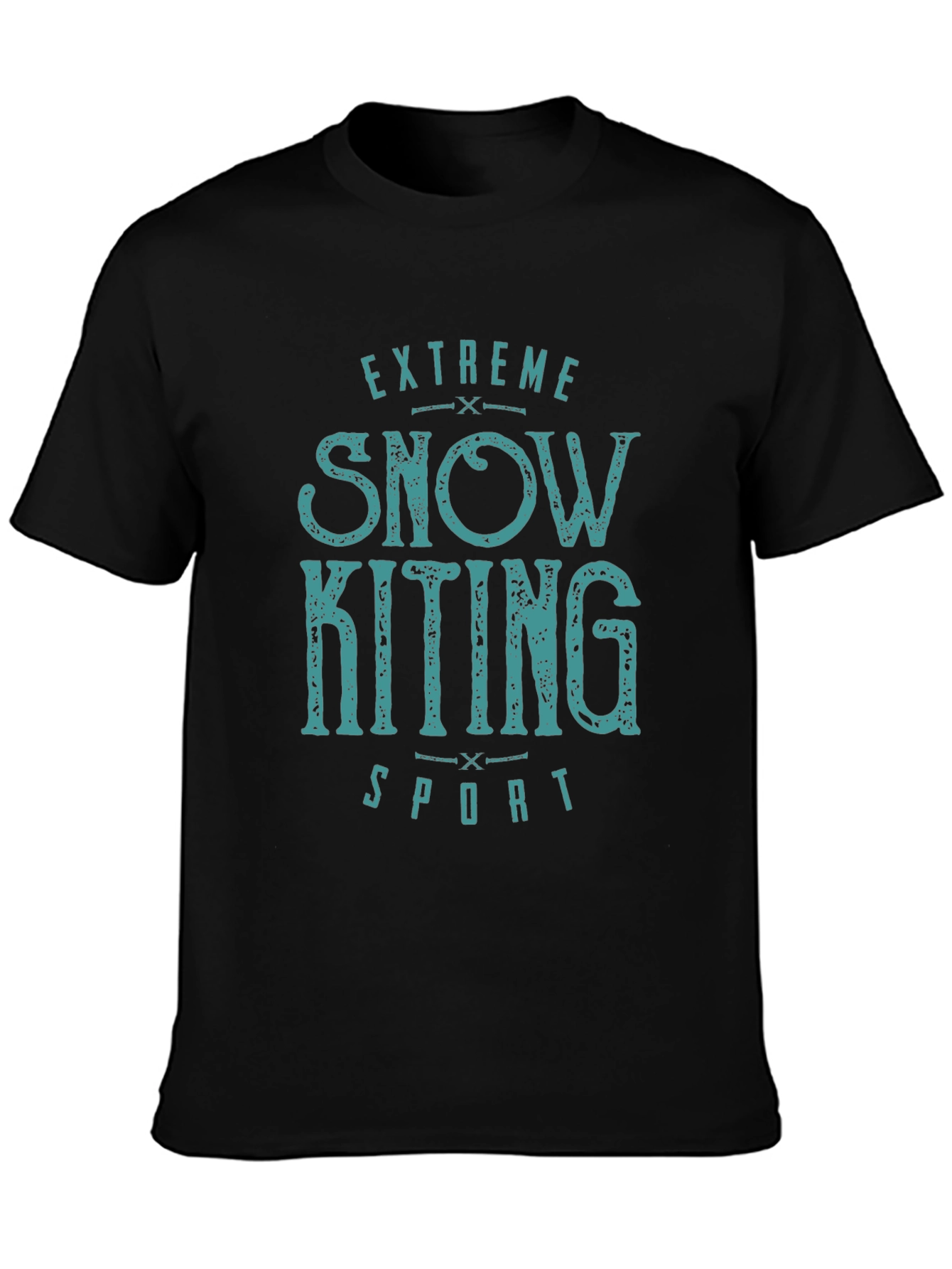 Black Extreme Snow Kiting Sport T-Shirt view 3