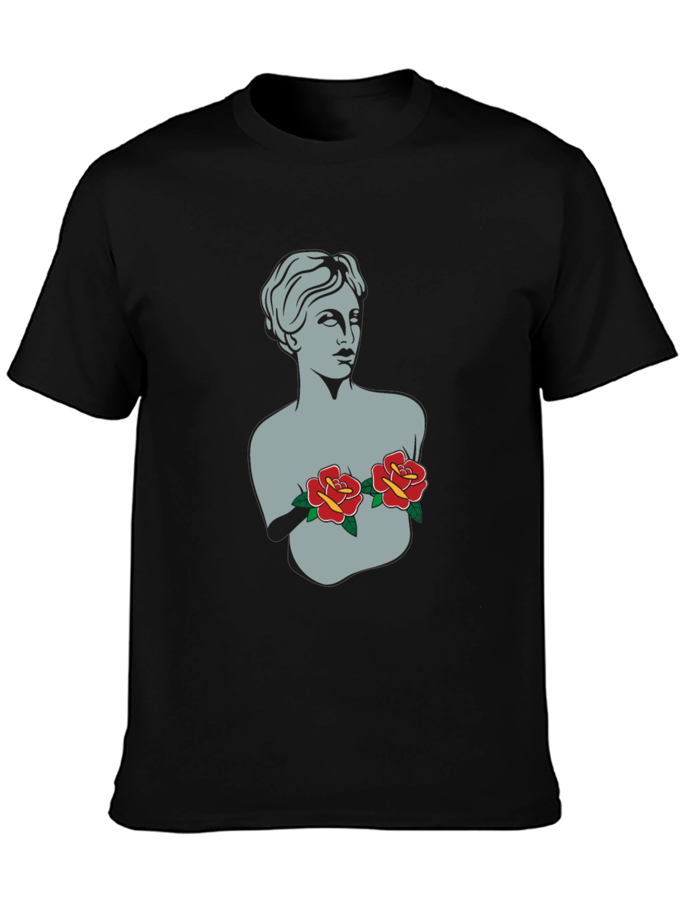 Statue Bust with Roses Graphic Tee - 3