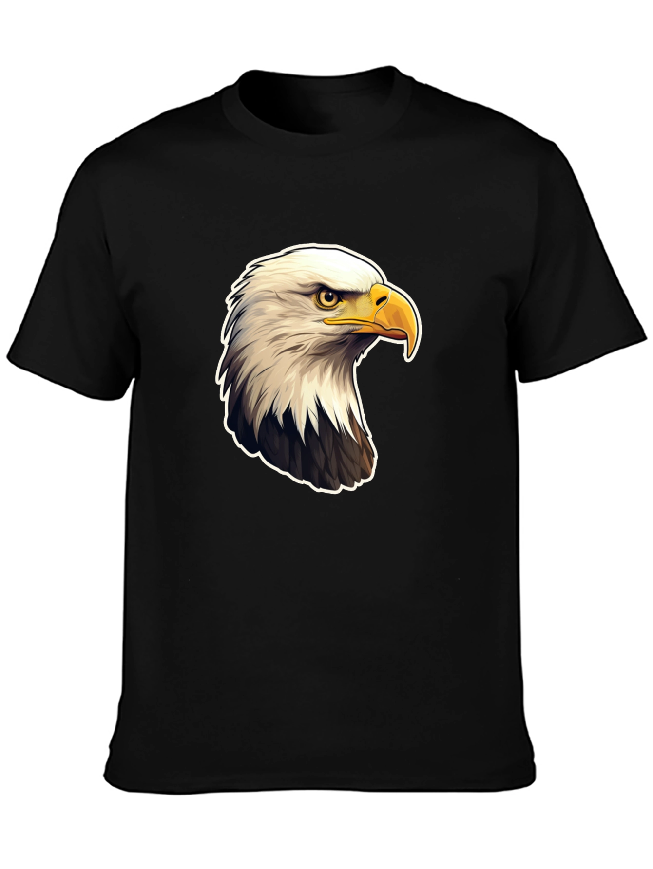 Black Bald Eagle Graphic Print Black T-Shirt view 3