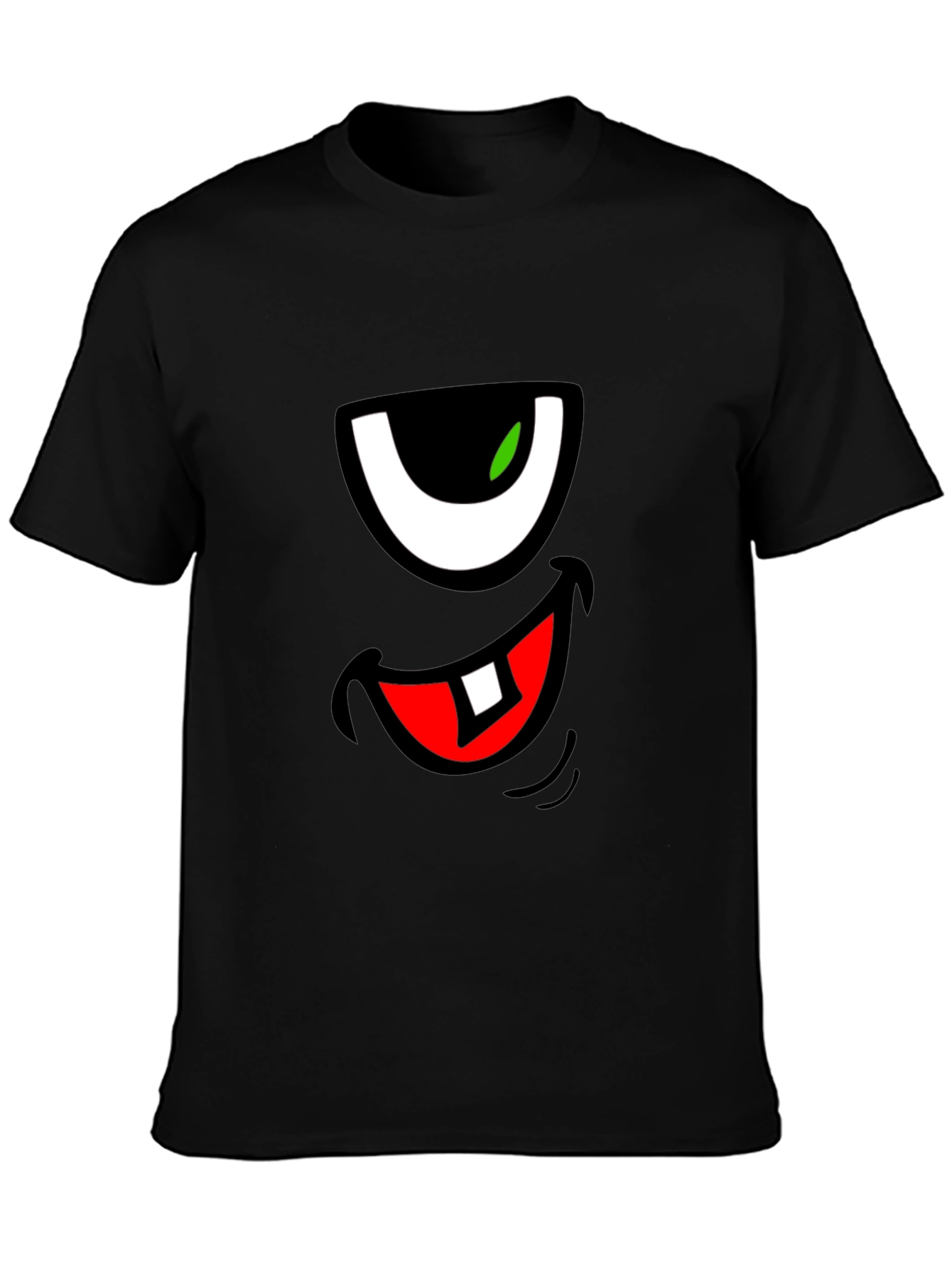 Black Funny Monster Face Graphic T-Shirt view 3