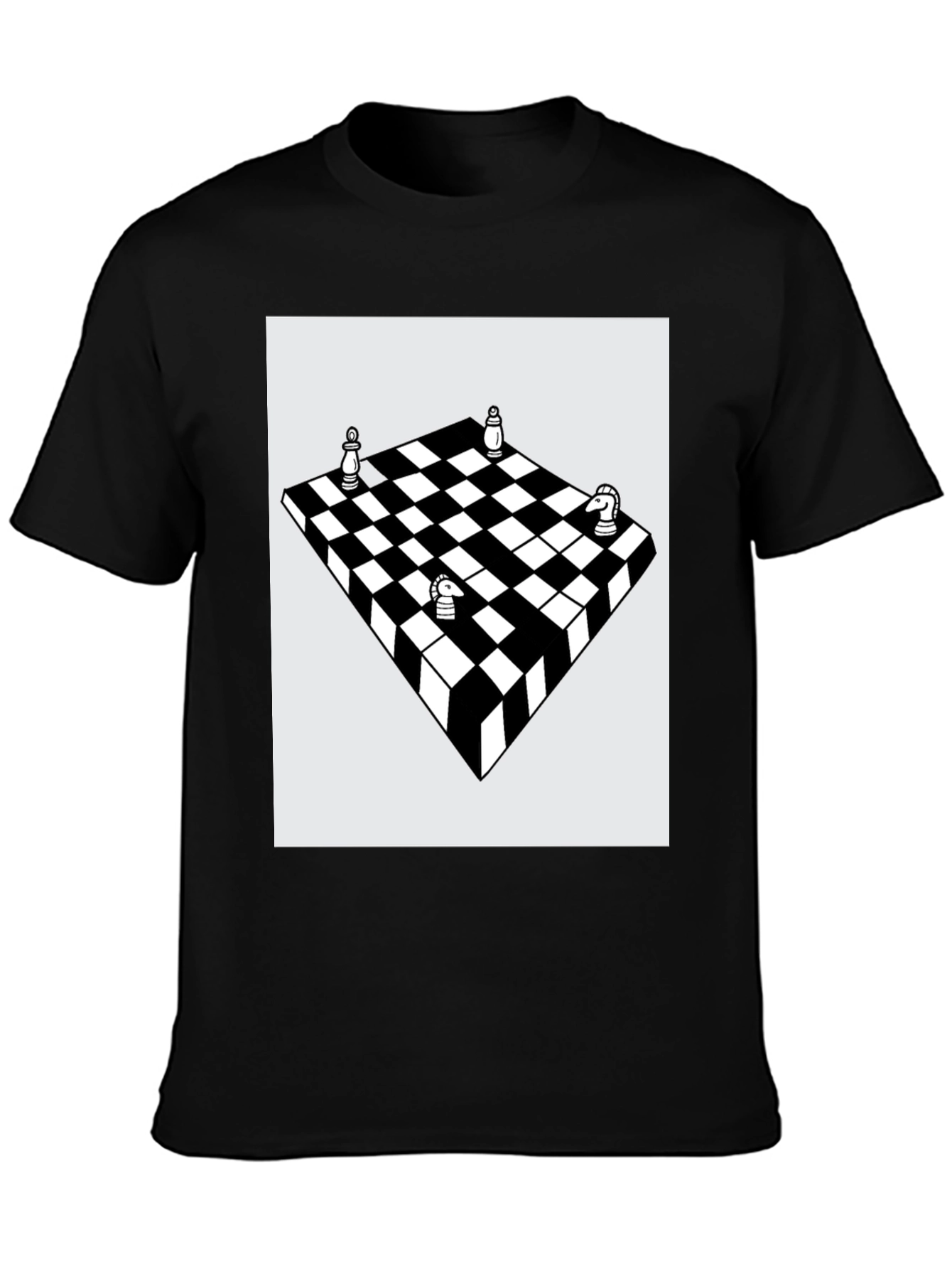 Black Chess Board Graphic Tee - Stylish Casual Wear view 3