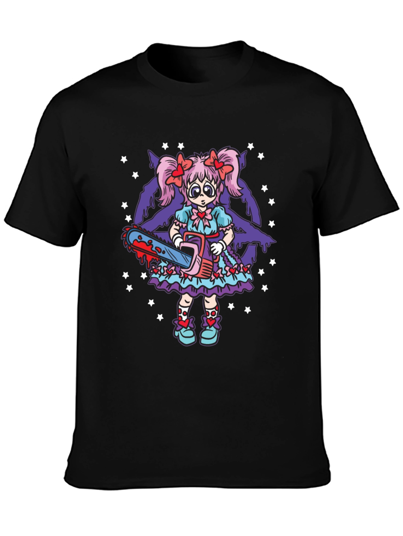 Black Creepy Cute Chainsaw Doll Graphic Tee view 3