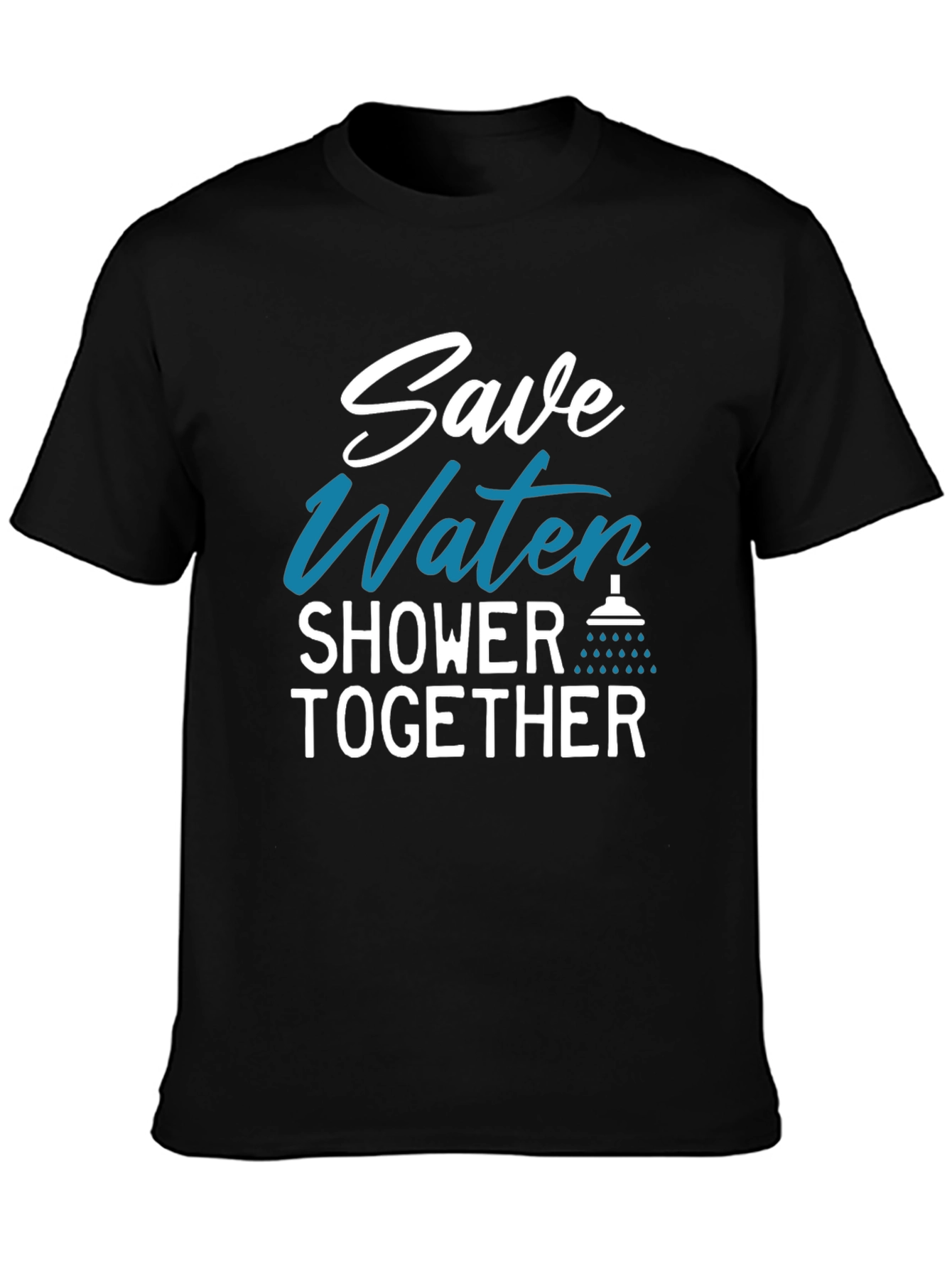 Black Save Water Shower Together Graphic Tee view 3