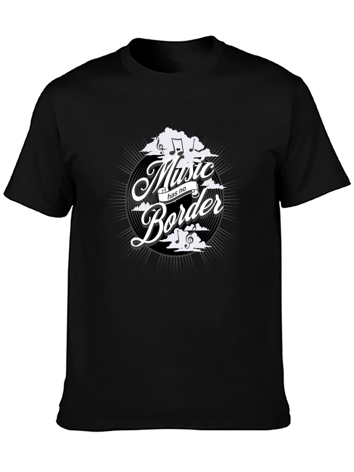 Black Music Has No Border Black Graphic Tee view 3