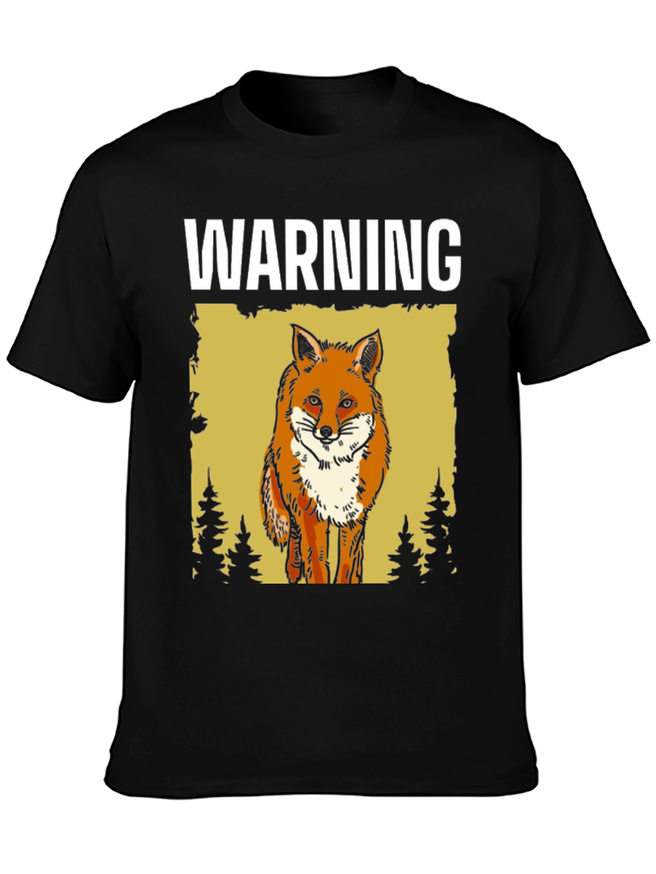 Black Warning Fox Graphic T-Shirt - Nature Lover Tee view 3