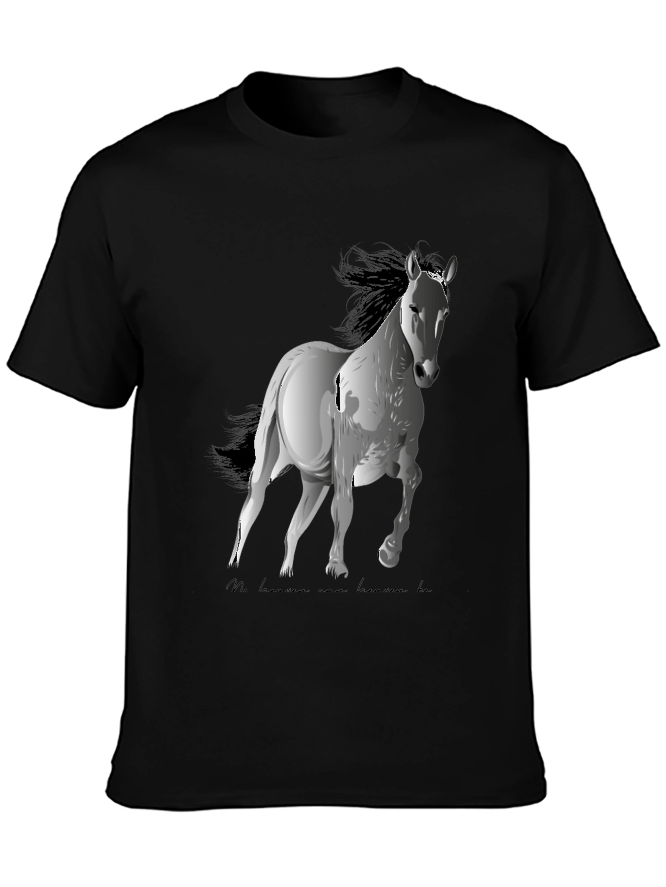 Black Horse Graphic Tee - Black Cotton Blend, Stylish Casual Wear view 3