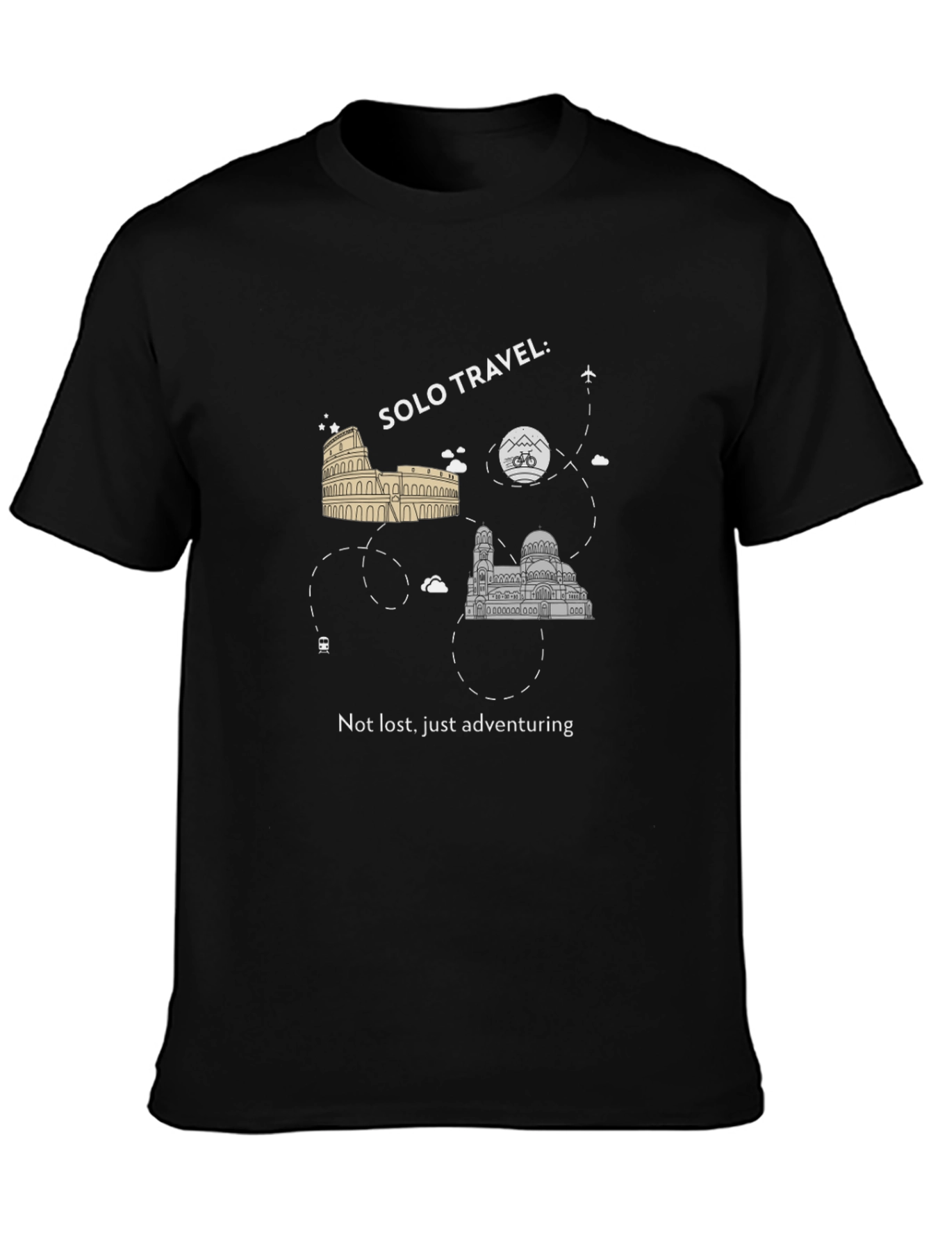 Black Solo Travel Adventure T-Shirt view 3