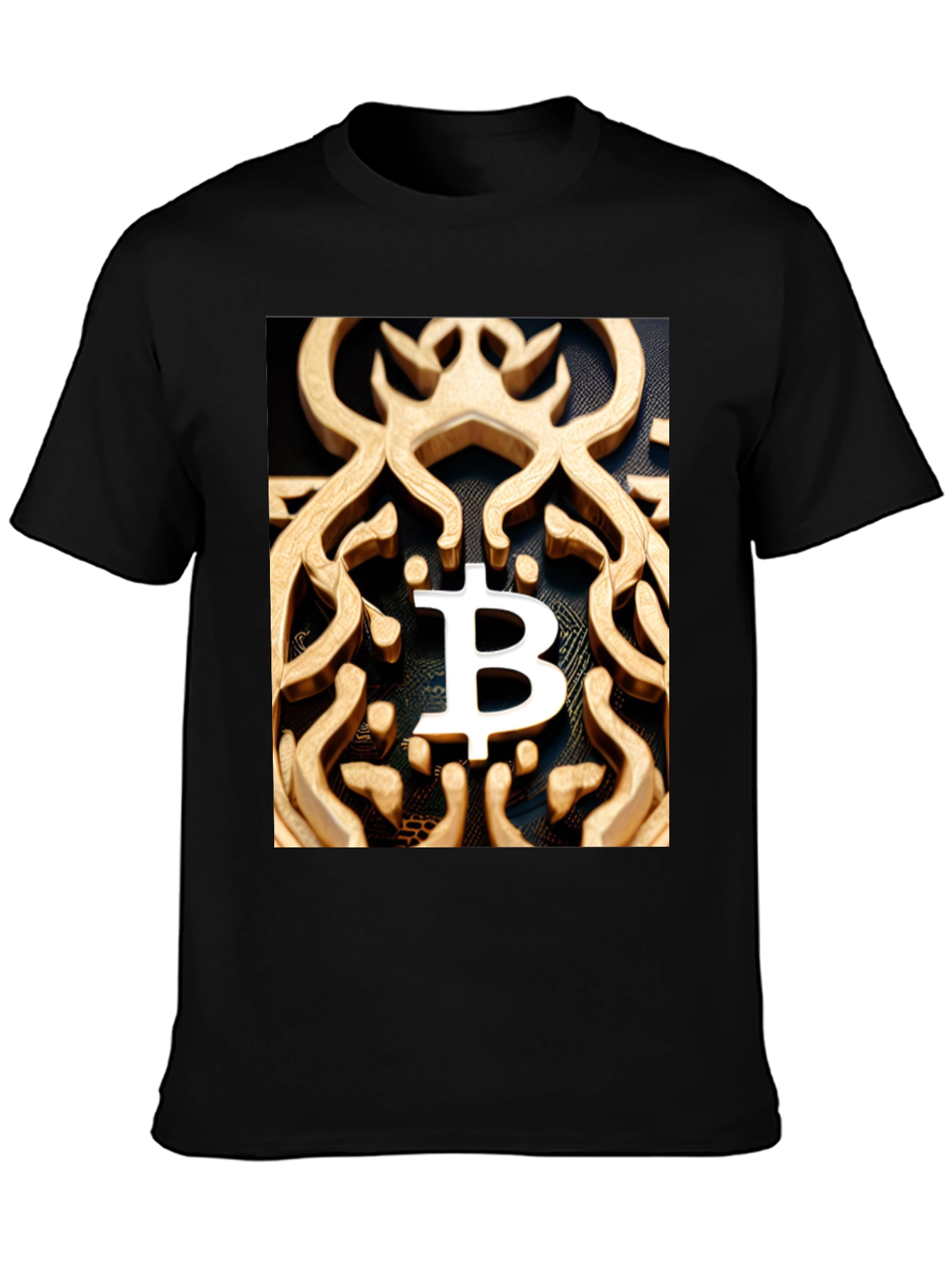 Black Bitcoin Ornate Tee - Crypto Fashion view 3