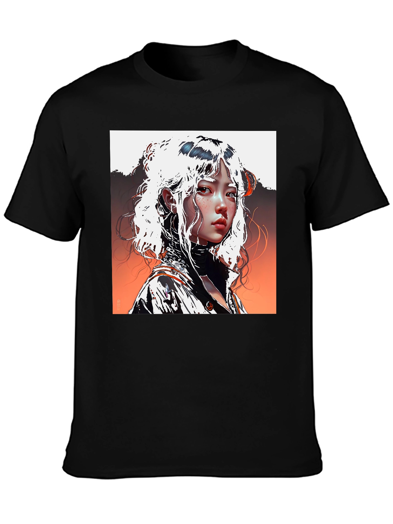 Black Anime Portrait Graphic Tee - Unisex Black T-Shirt view 3