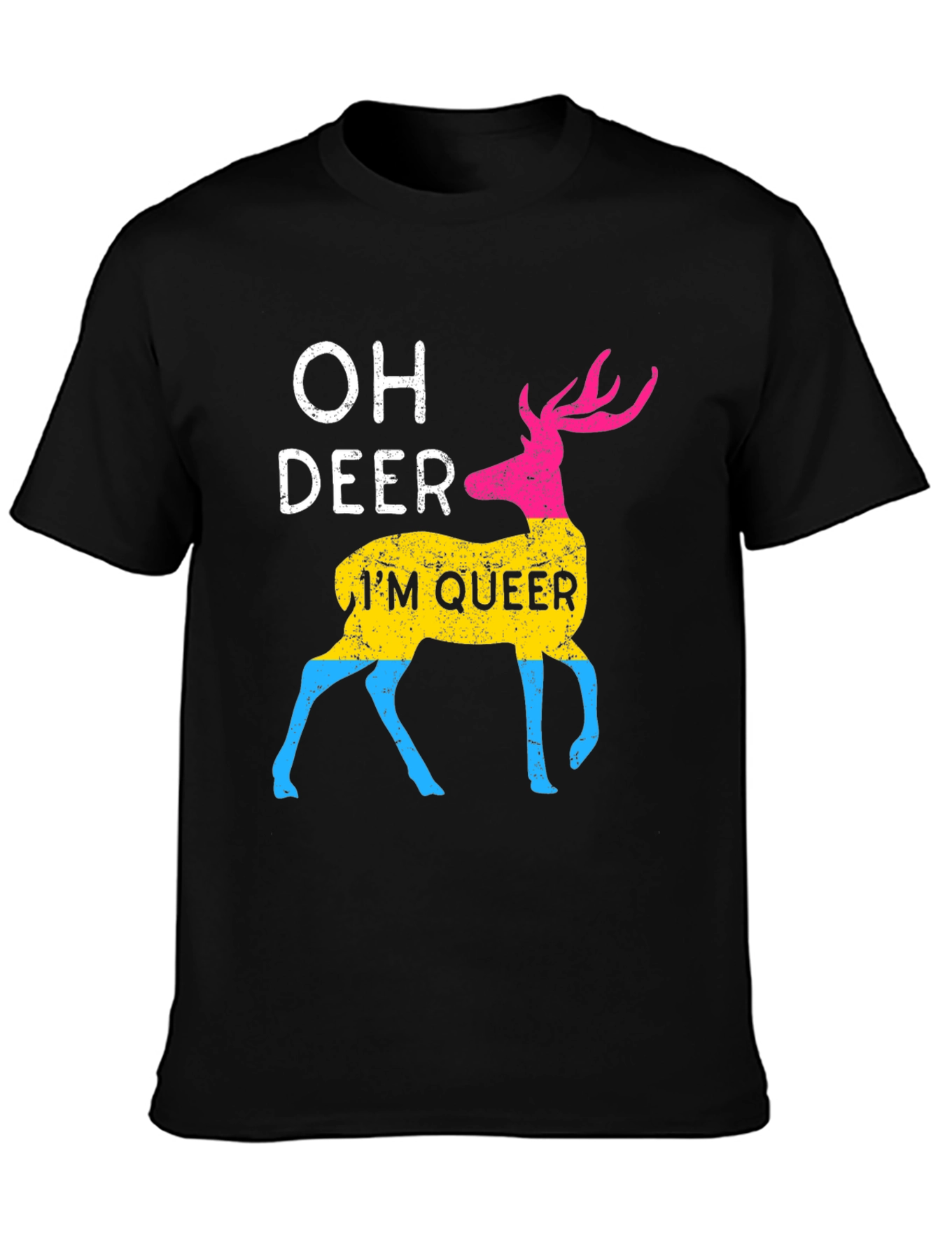 Black Oh Deer I'm Queer T-Shirt view 3