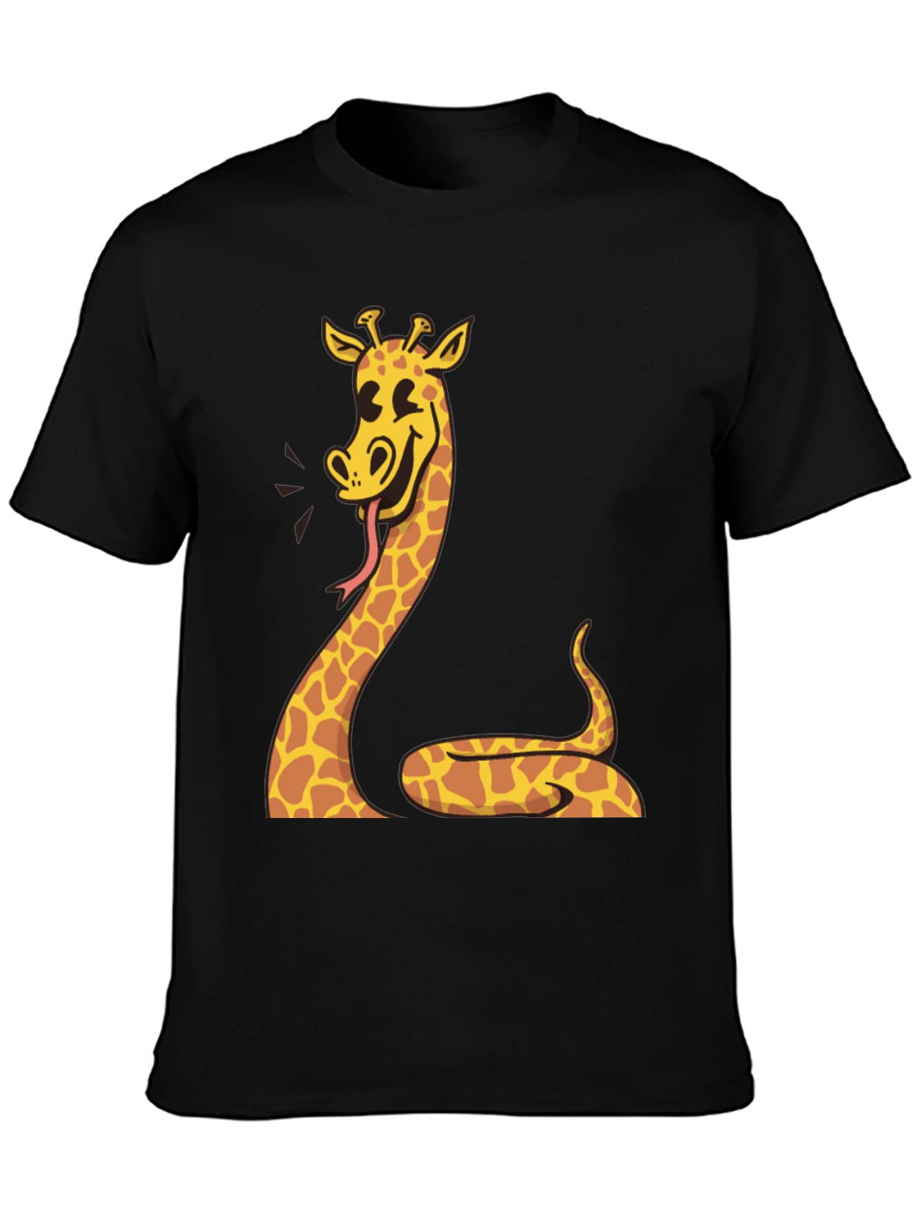 Black Giraffe Snake Graphic Tee - Unique Men's Black T-Shirt view 3