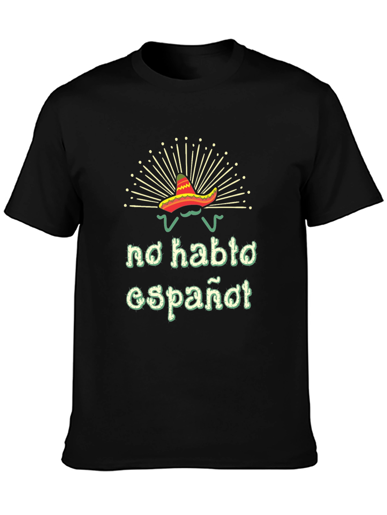 Black No Hablo Español T-Shirt - Funny Cinco De Mayo Tee view 3