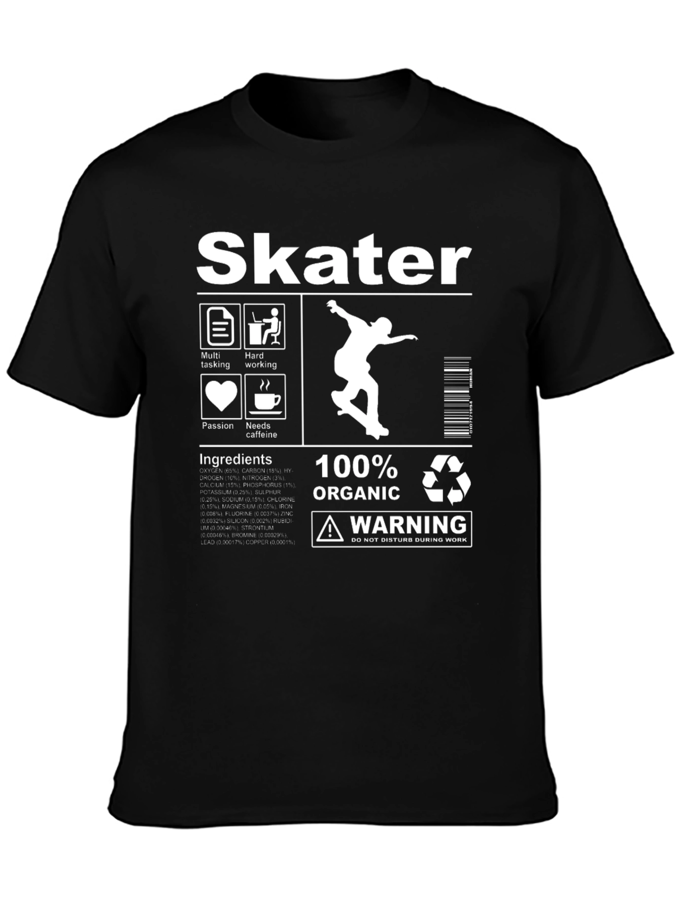Black Skater Organic Cotton Graphic T-Shirt view 3