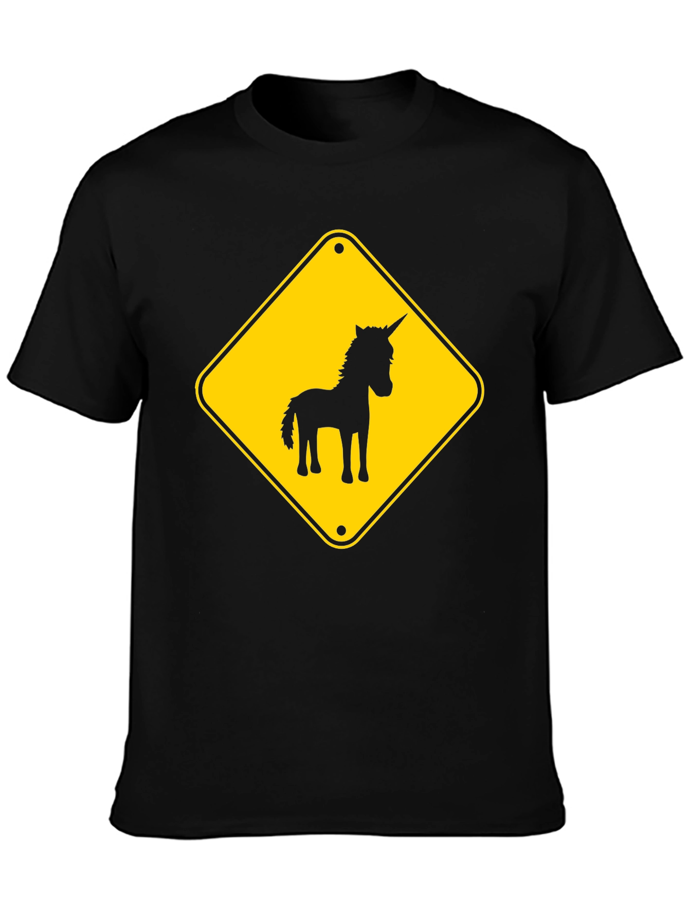 Black Unicorn Crossing T-Shirt - Black Novelty Tee view 3