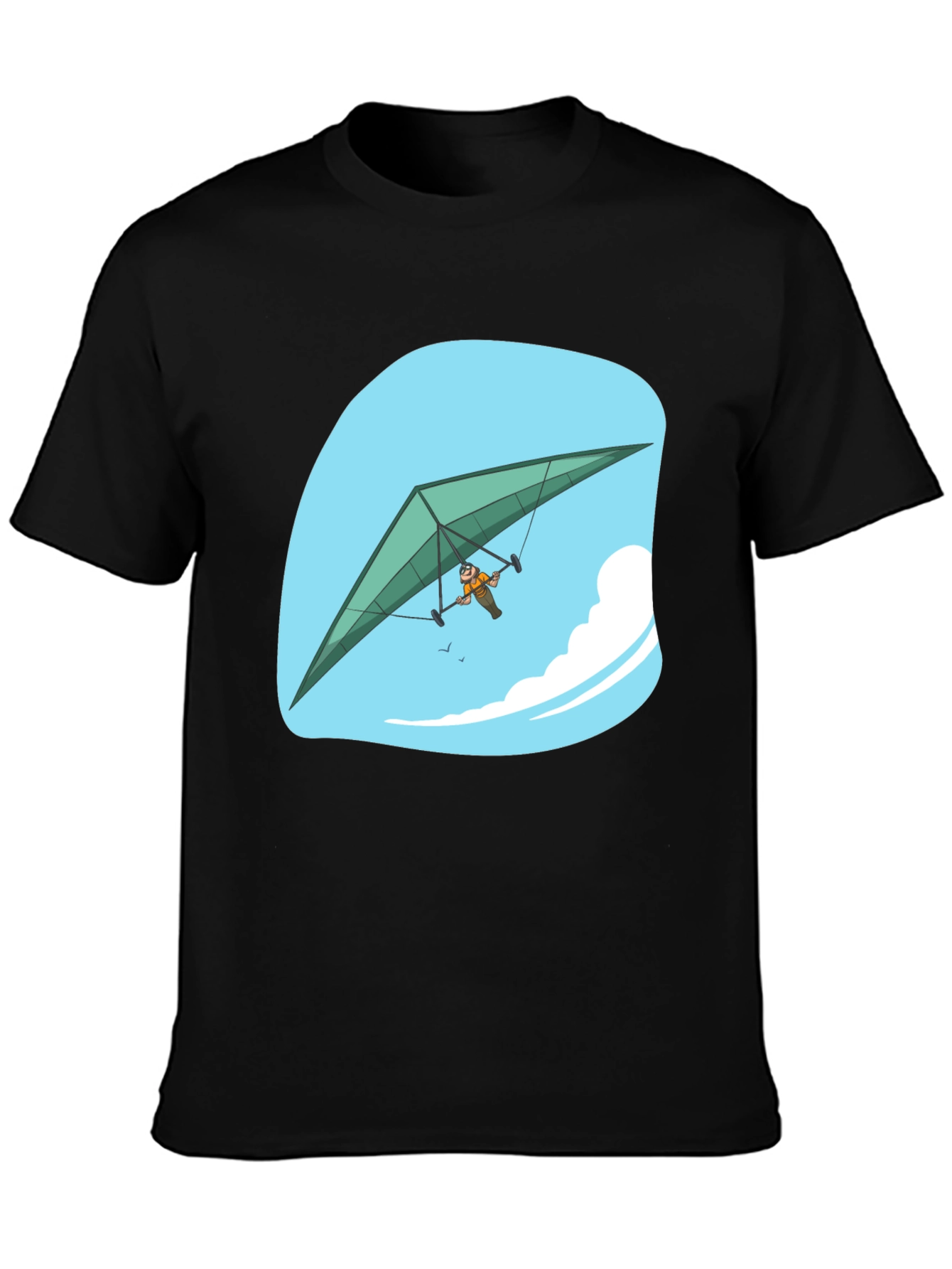 Black Hang Glider T-Shirt, Sky Adventure Tee view 3