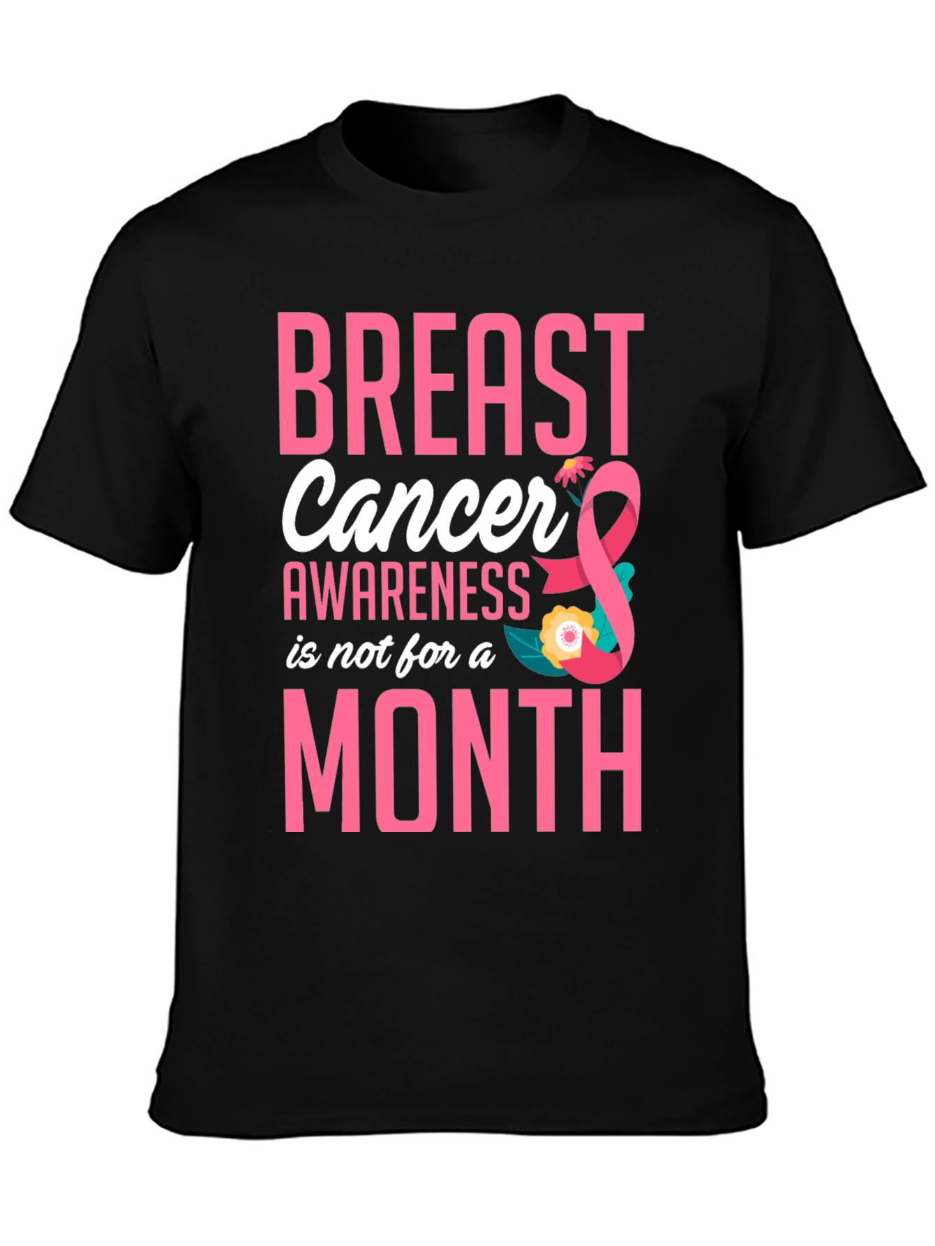 Black Breast Cancer Awareness T-Shirt view 3