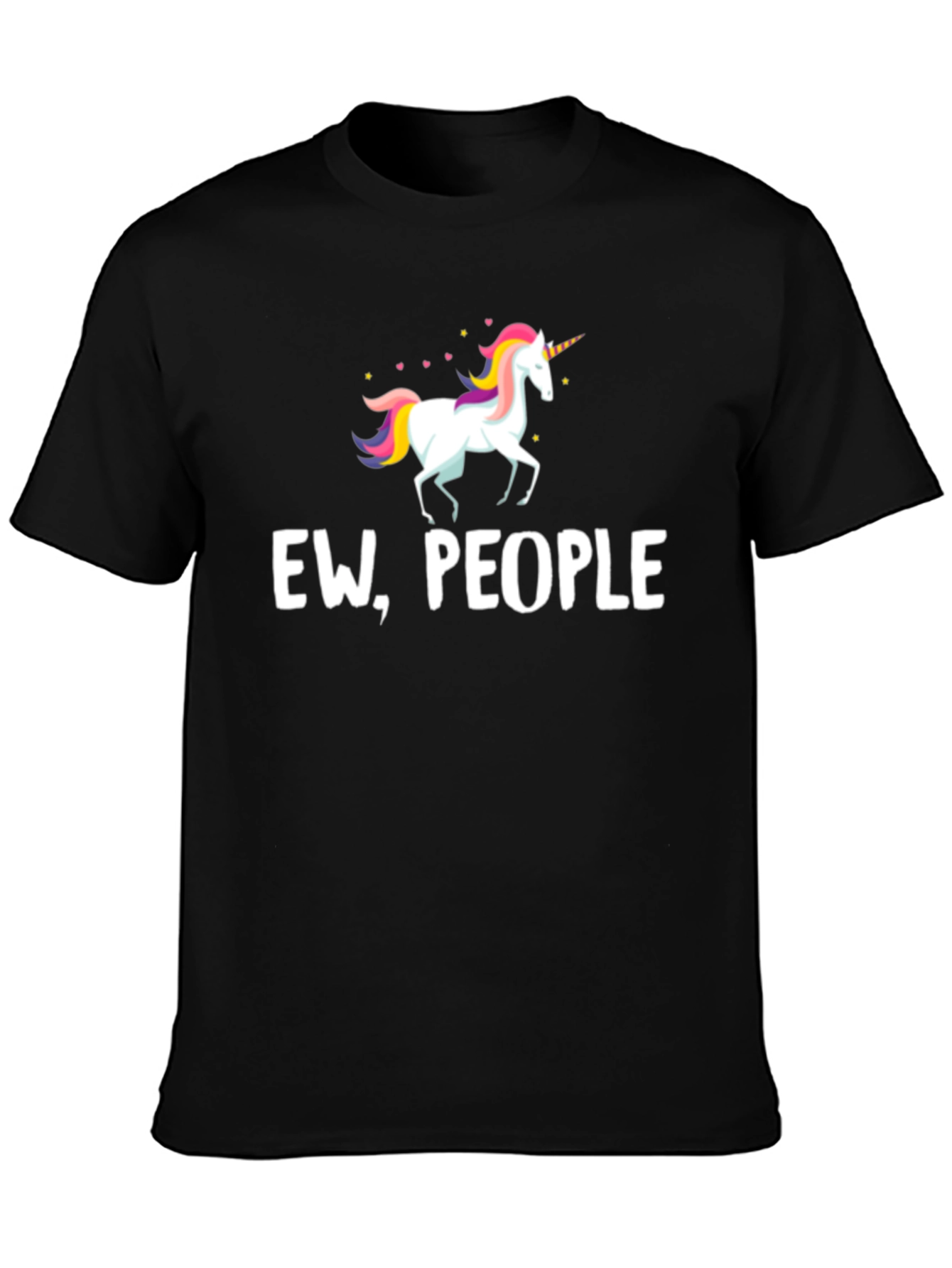 Black Ew, People Unicorn Graphic Tee - Black Unisex T-Shirt view 3