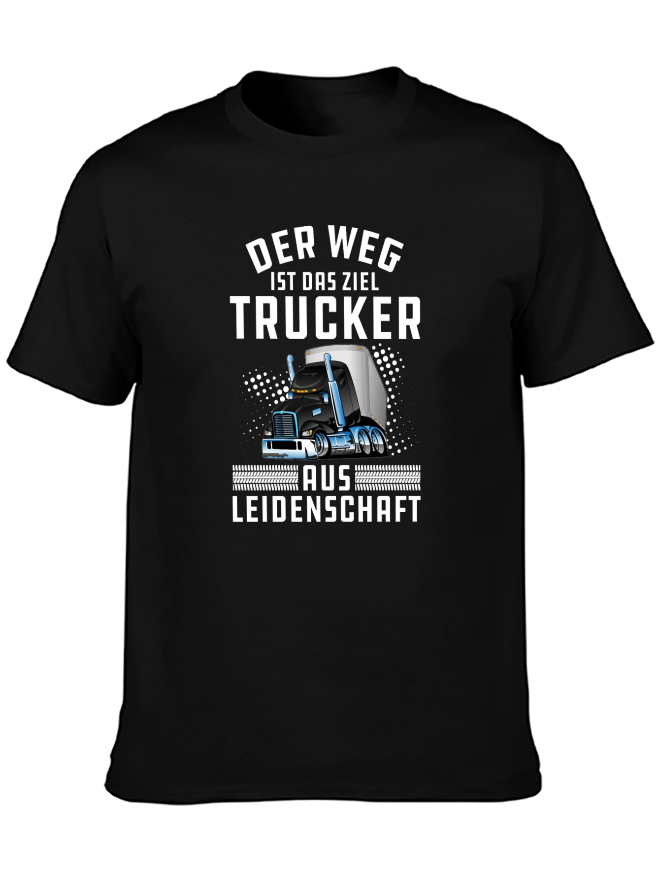 Black Trucker T-Shirt - "Der Weg Ist Das Ziel" Design view 3