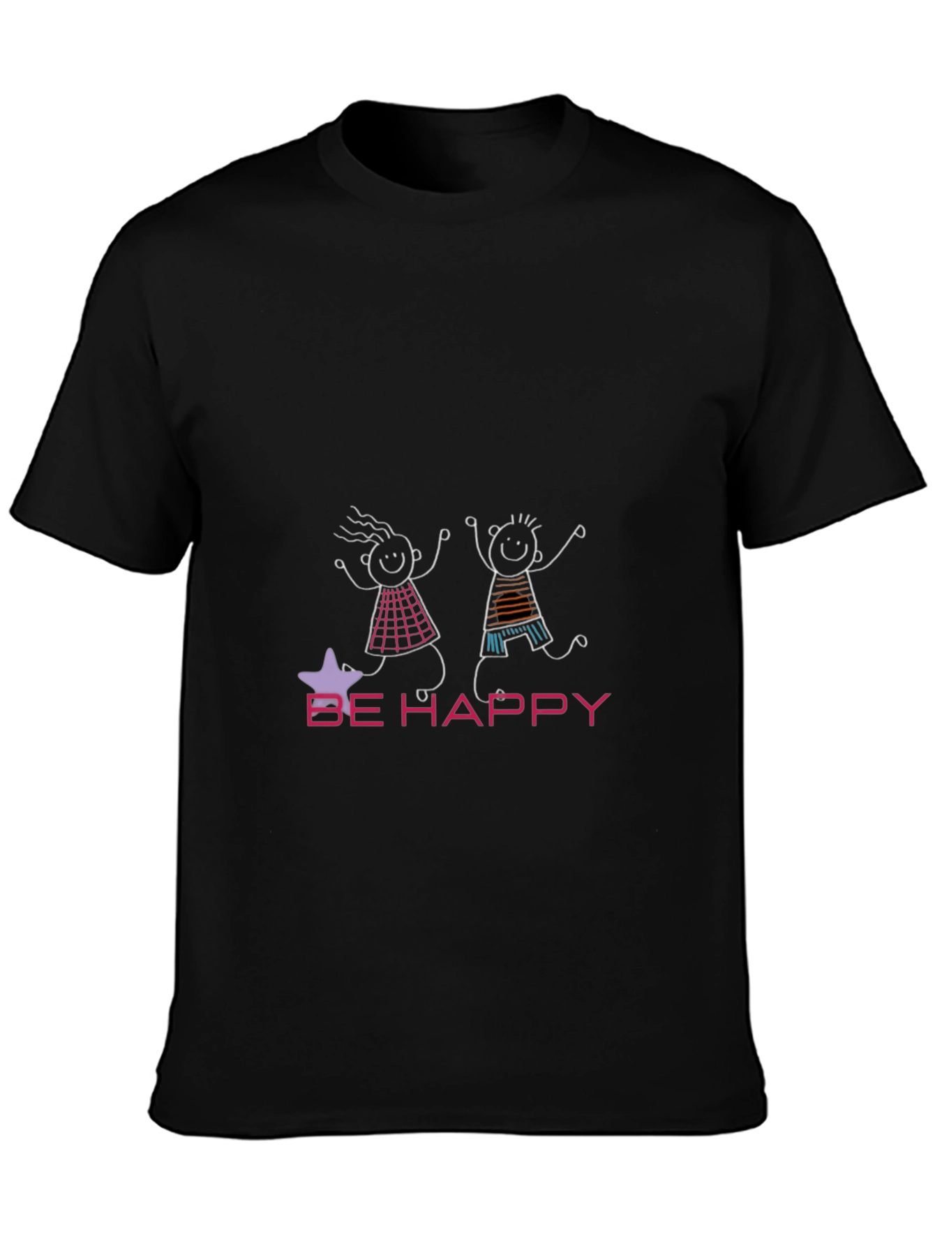 Black Be Happy Graphic Tee - Black view 3