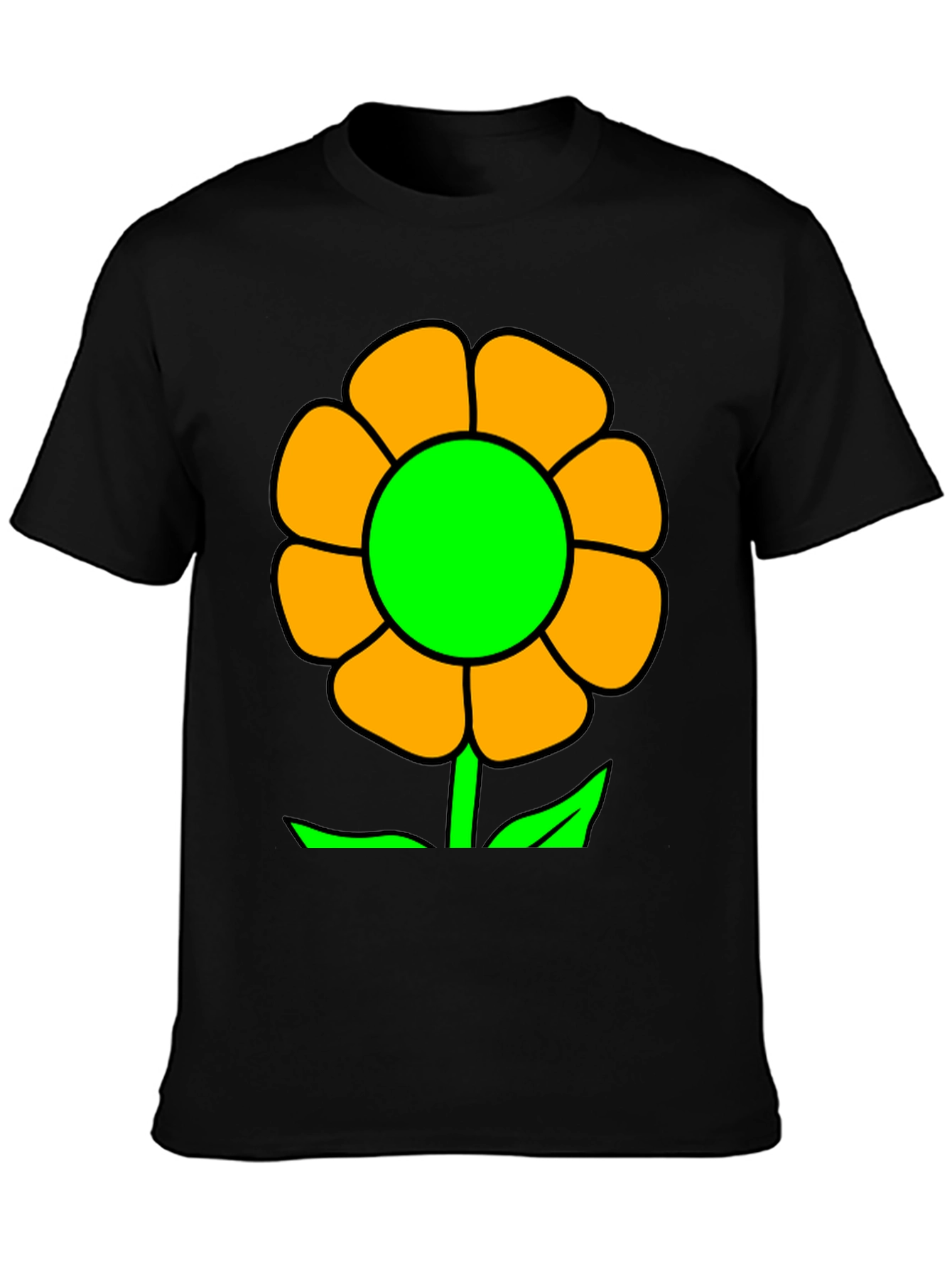Black Vibrant Flower Graphic T-Shirt - Black view 3
