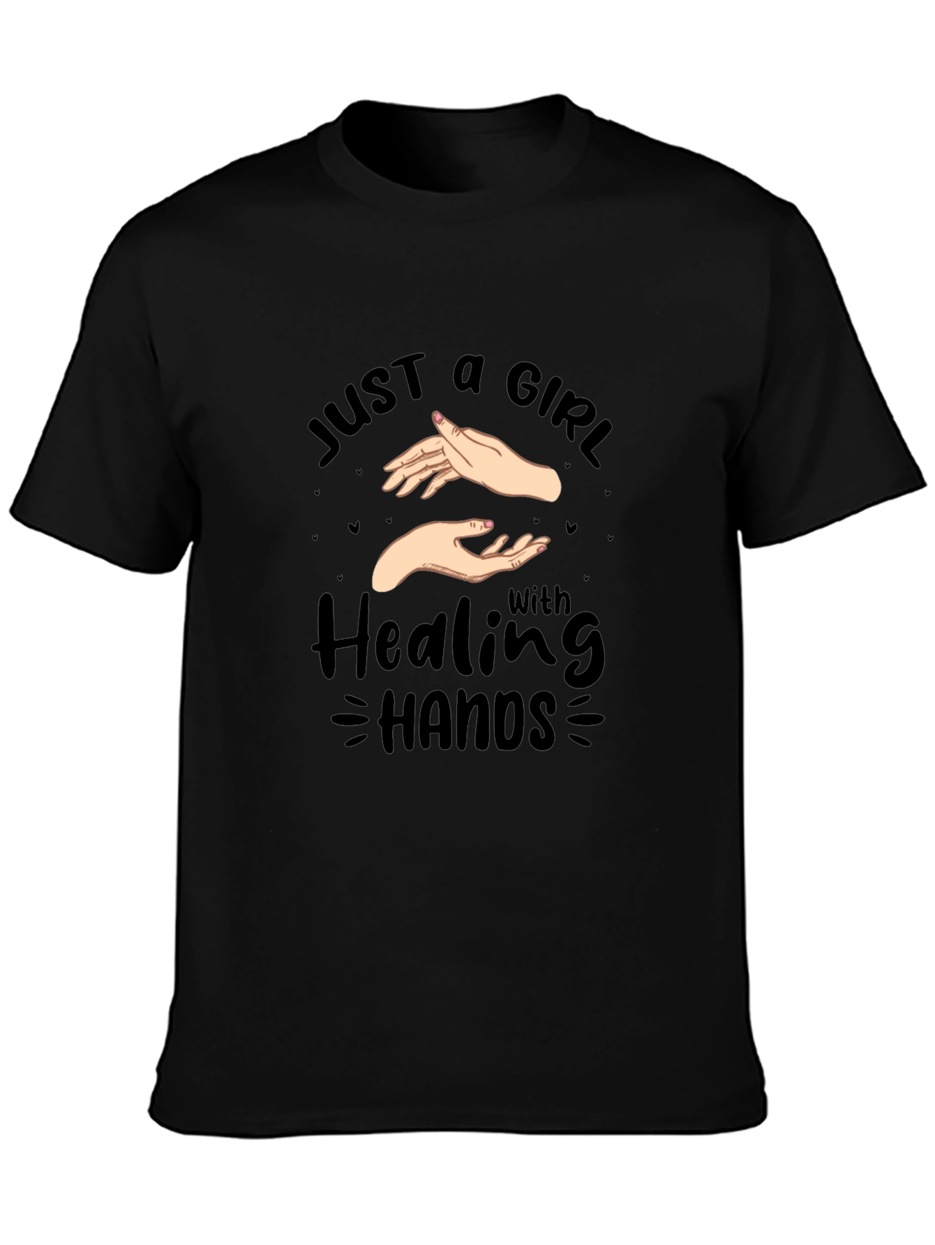 Black Healing Hands Graphic Tee - Black Cotton Shirt view 3