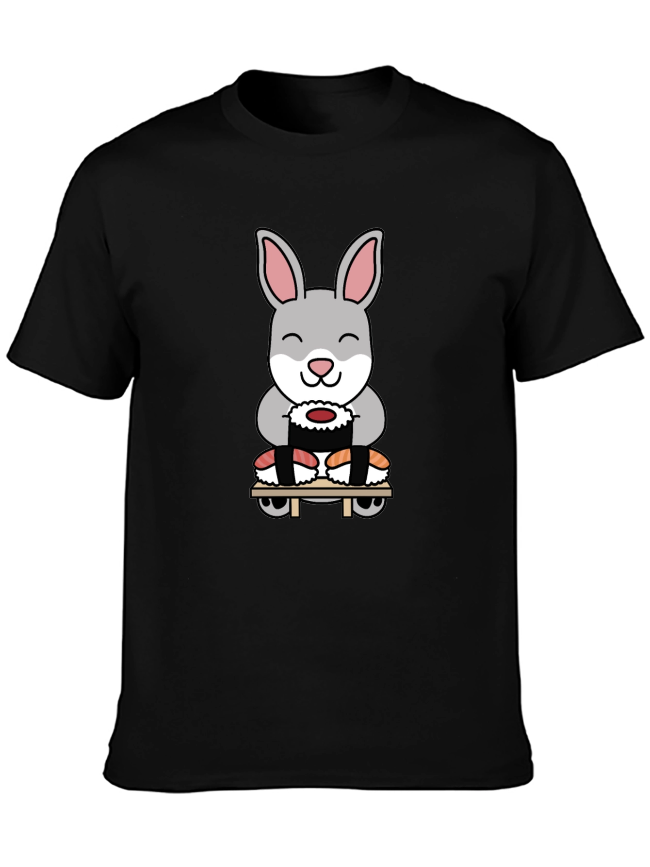 Black Sushi Rabbit Graphic T-Shirt - Black Cotton Blend view 3