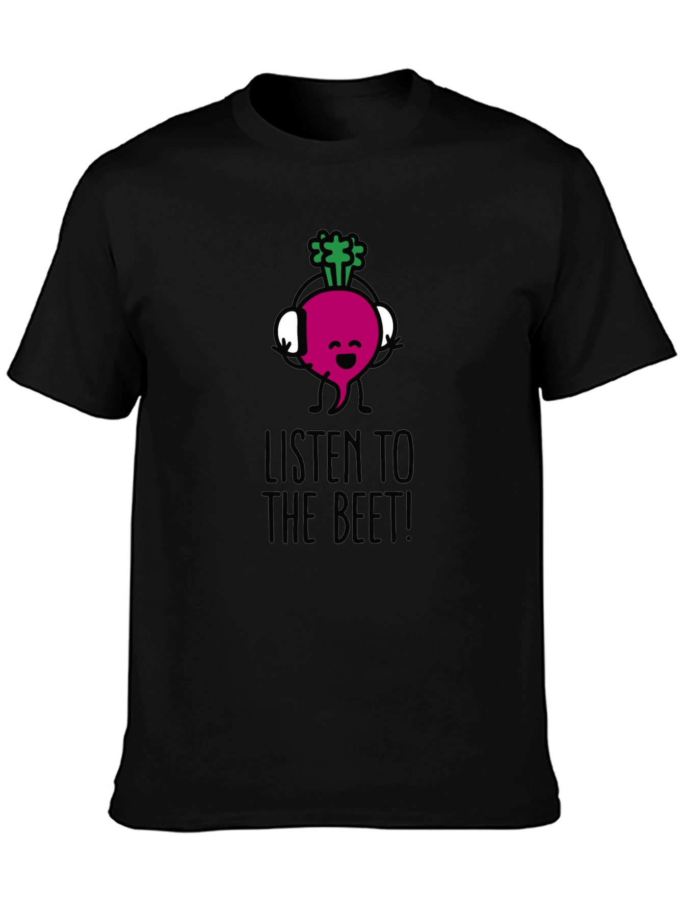 Black Listen to the Beet! Funny Graphic Tee view 3