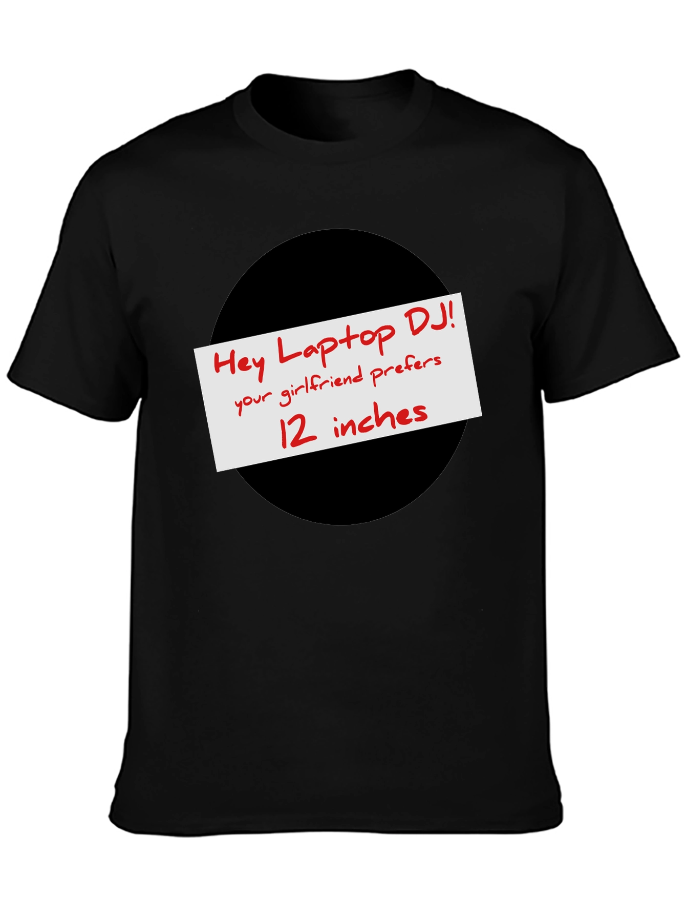 Black Hey Laptop DJ! Humor Tee view 3