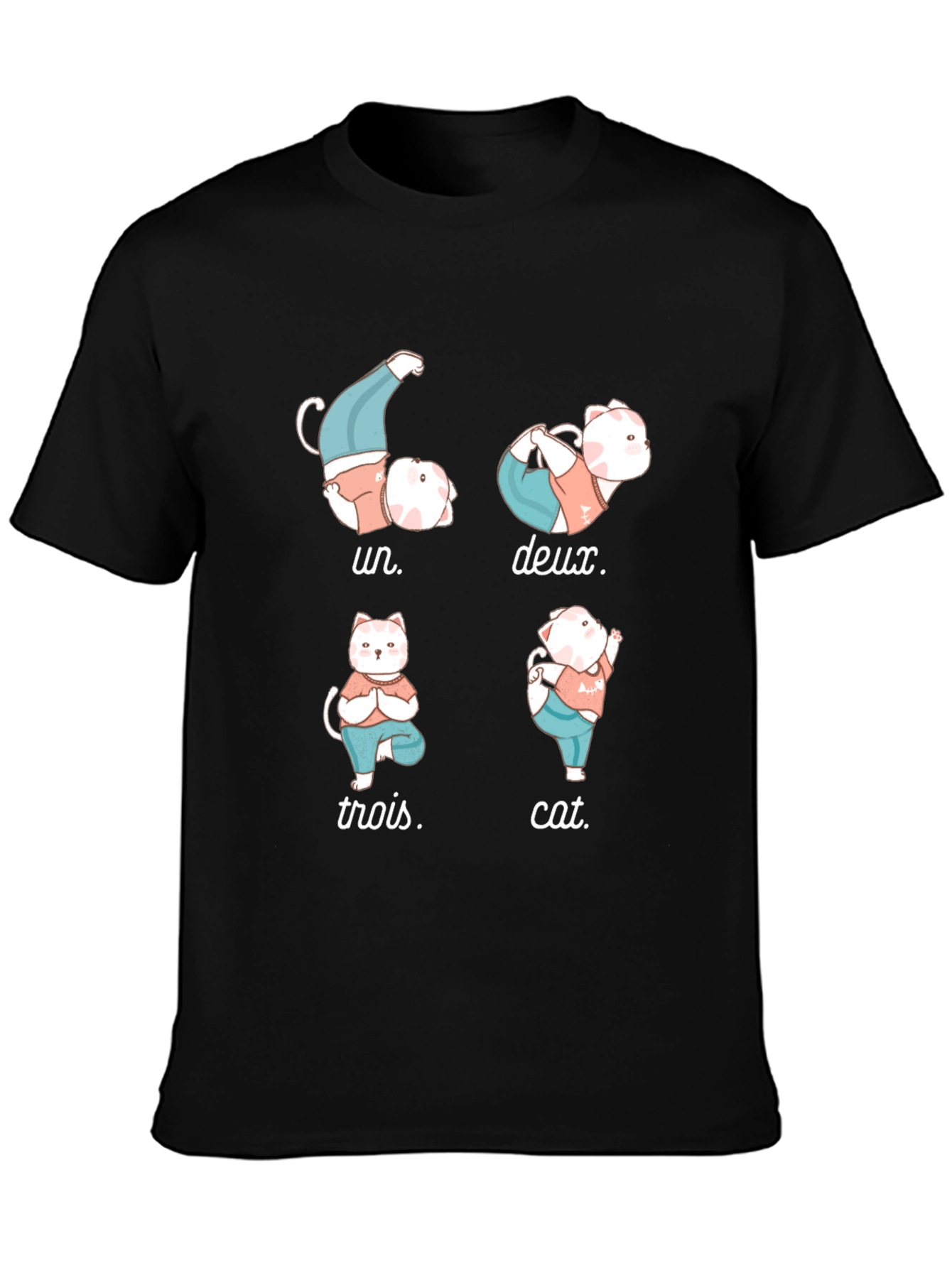 Yoga Cat T-Shirt - Humorous French Numbers Tee - 3