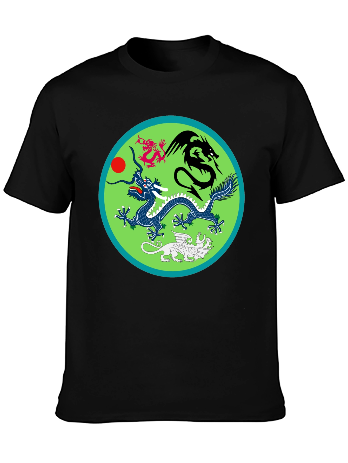 Black Dragon Motif T-Shirt view 3