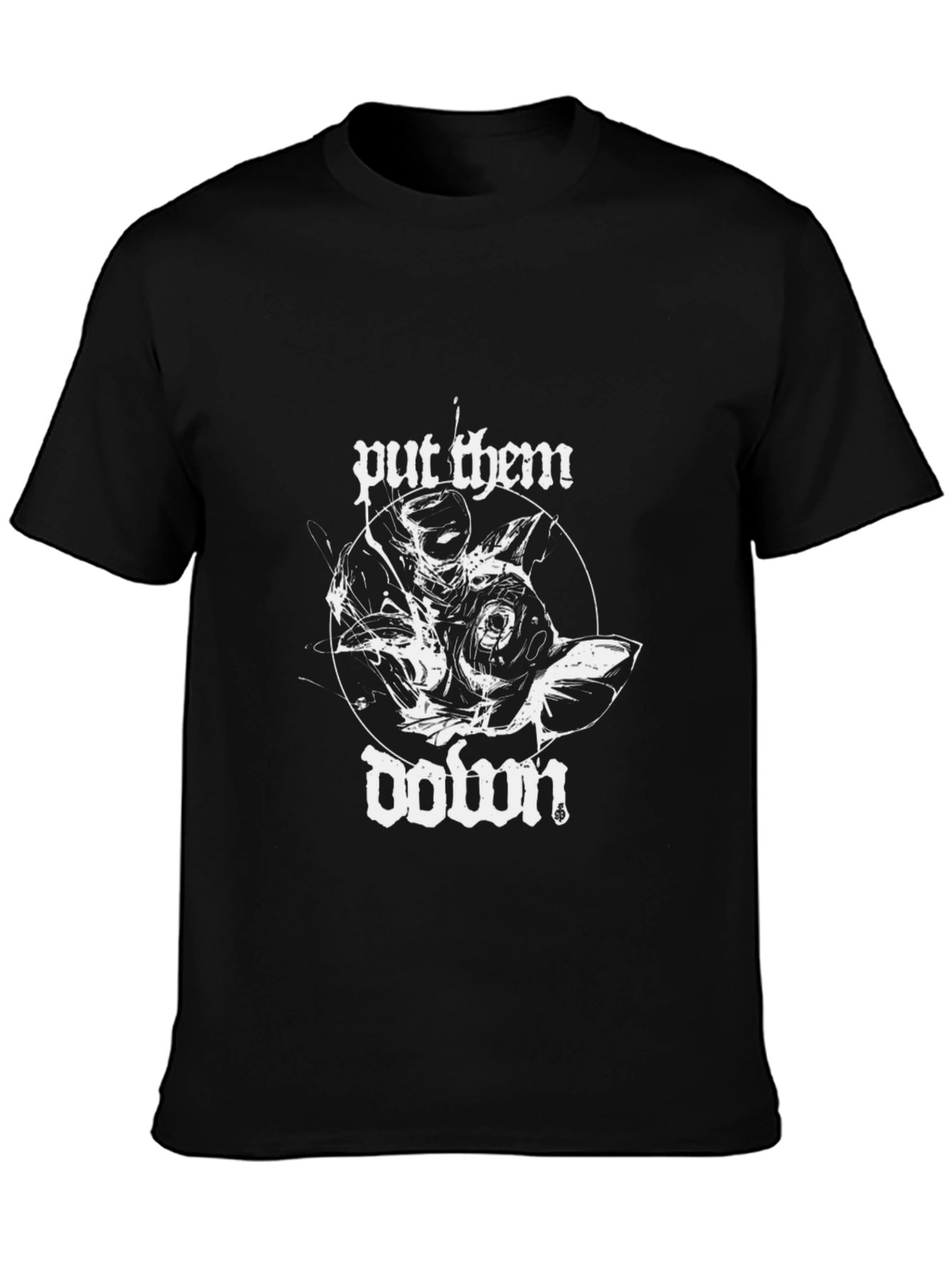 Black Put Them Down Graphic Tee - Black Cotton Blend view 3