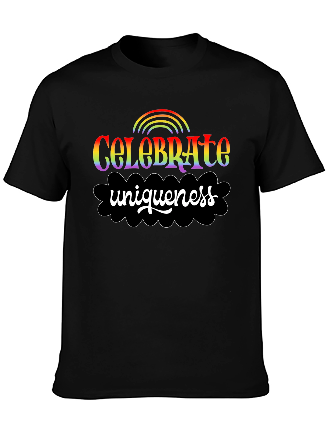 Black Celebrate Uniqueness Rainbow Graphic Tee view 3
