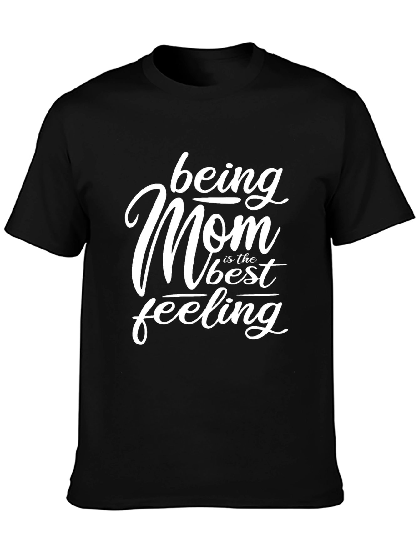 Black Being Mom Best Feeling Black Graphic T-Shirt view 3