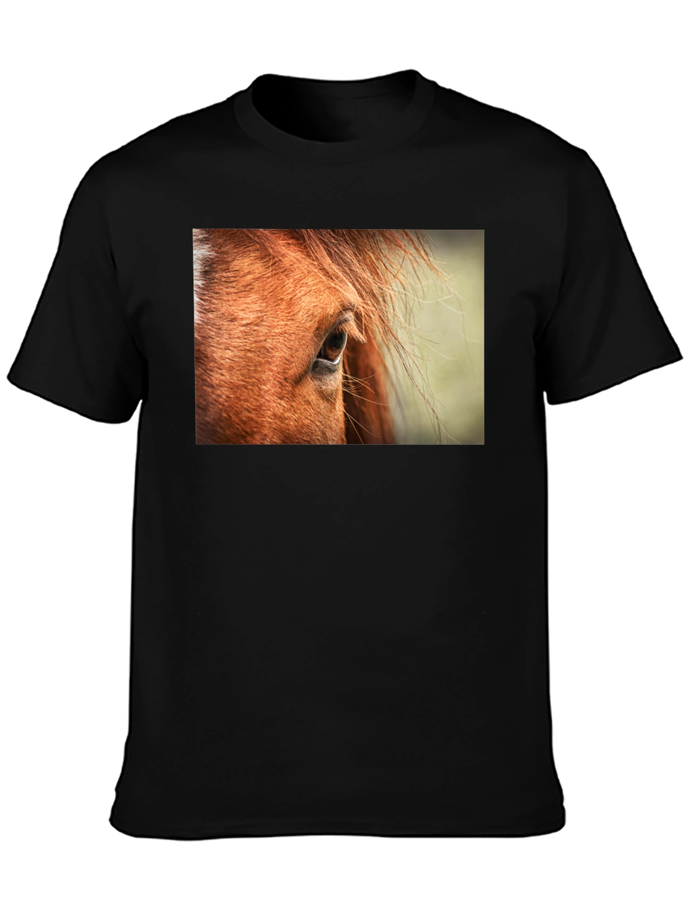 Black Horse Eye Graphic Tee - Unisex Black Cotton Shirt view 3