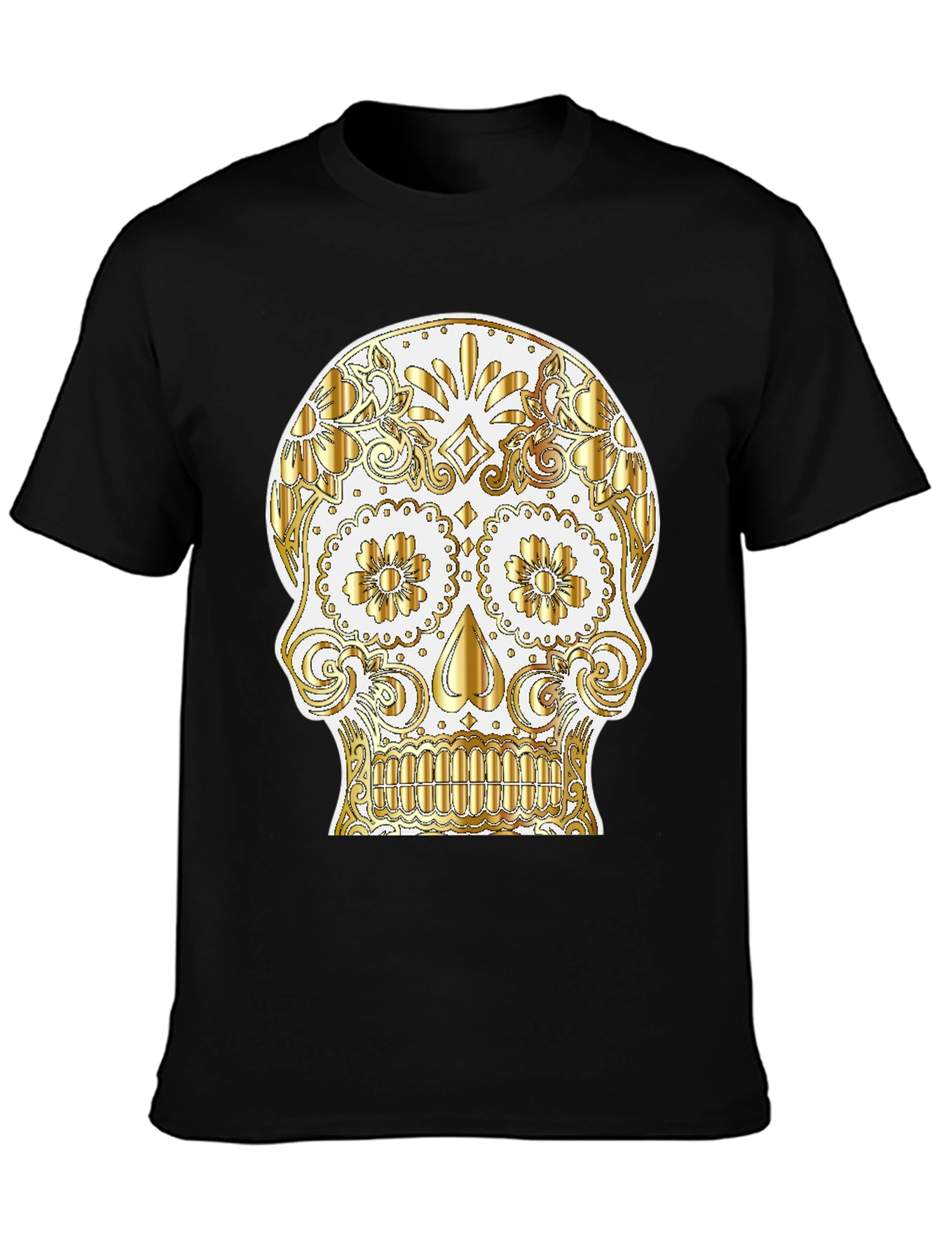 Black Sugar Skull Graphic Tee - Day of the Dead Shirt view 3