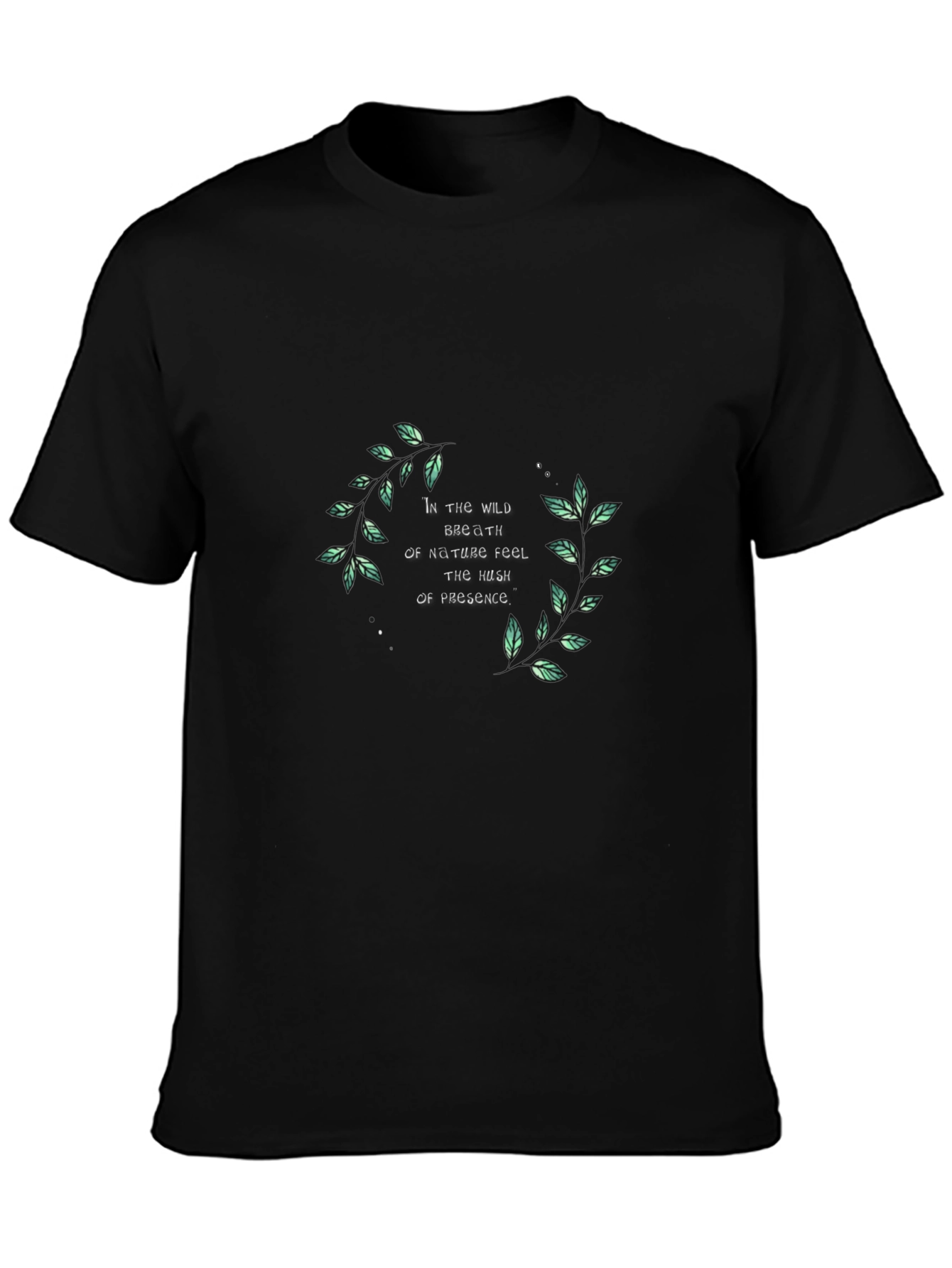 Black Nature-Inspired Tee: Wild Breath, High Presence view 3