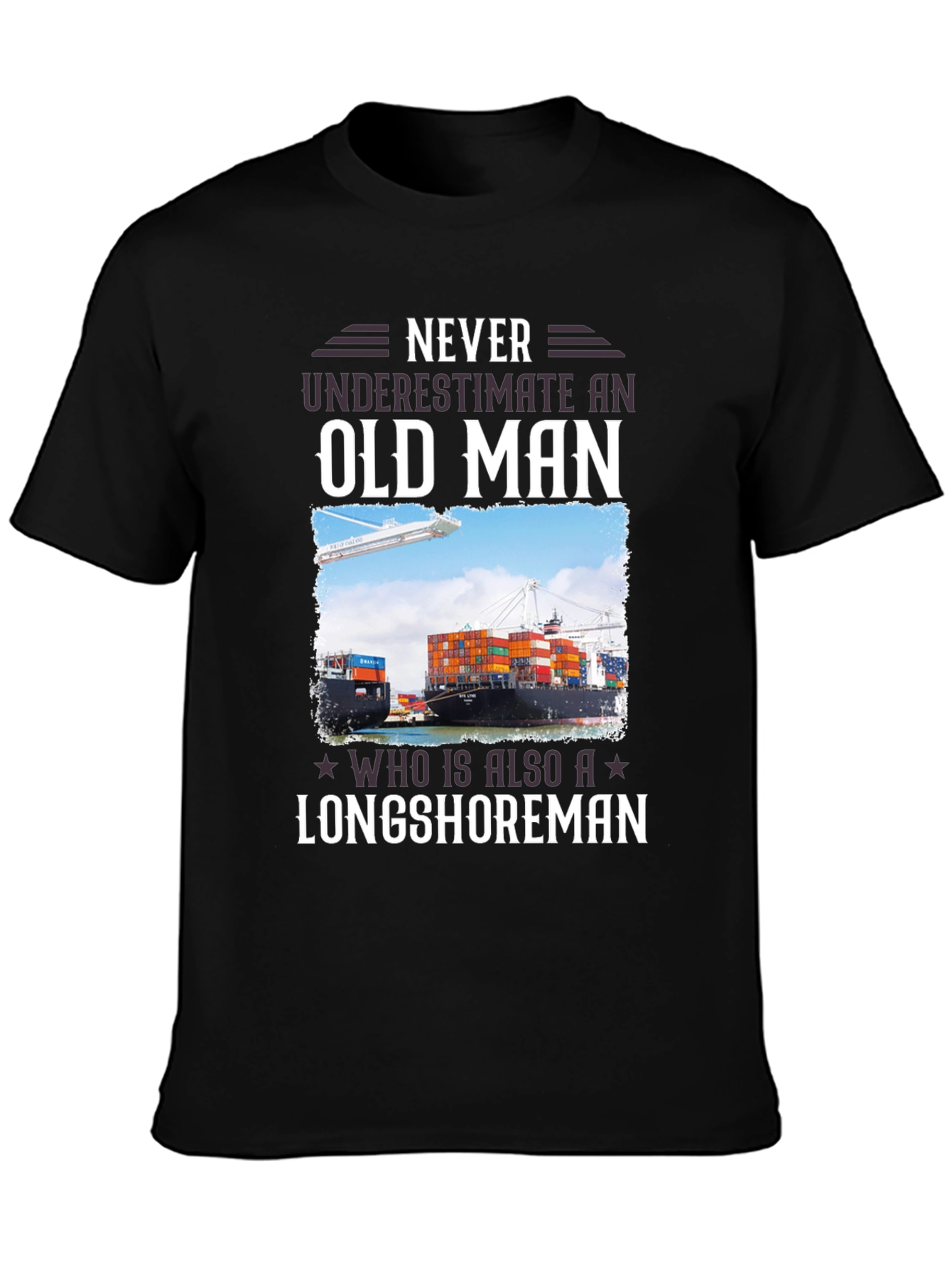 Black Longshoreman Old Man Graphic T-Shirt view 3