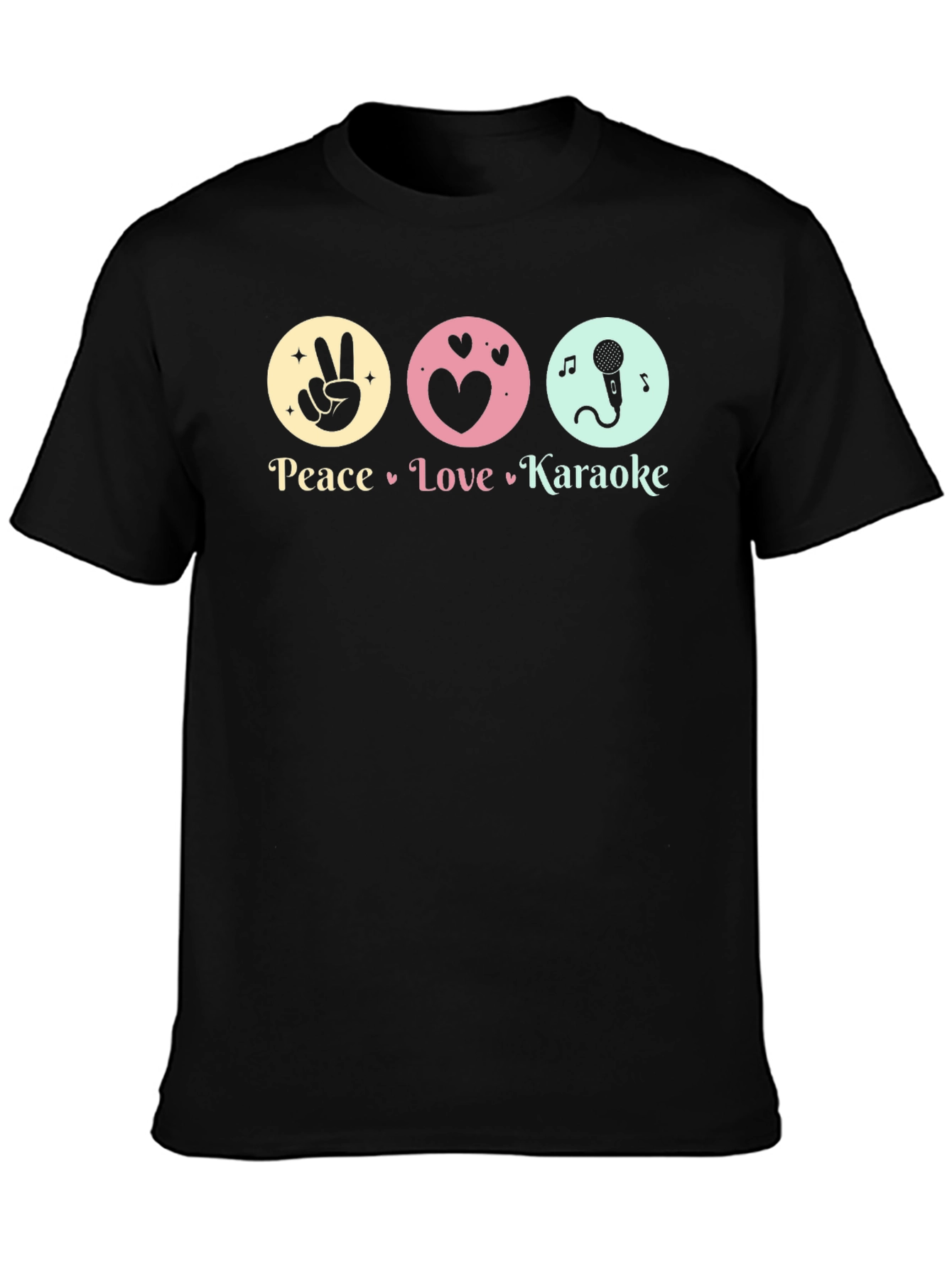 Black Peace Love Karaoke T-Shirt - Fun Graphic Tee view 3