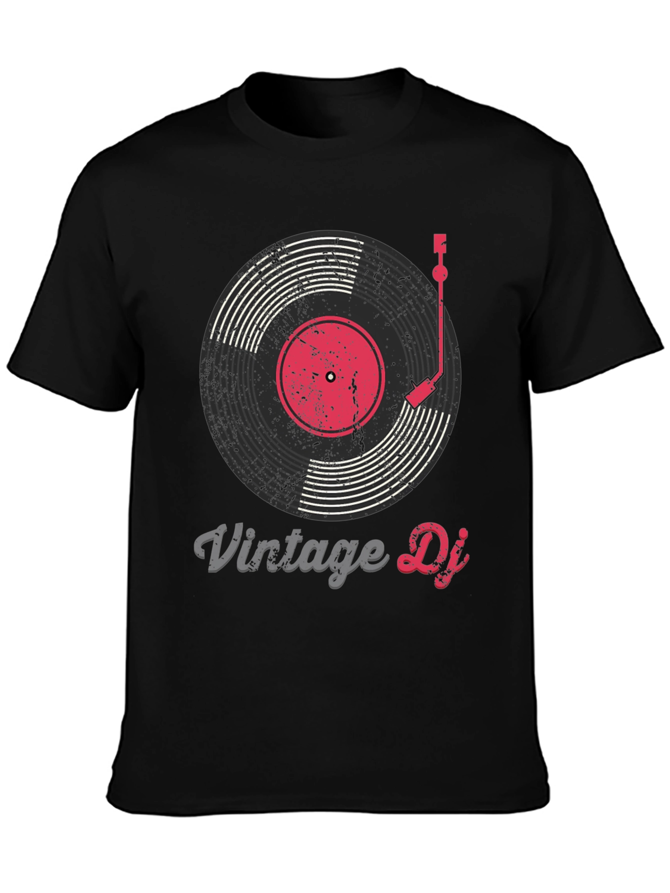 Black Vintage DJ Record Player Graphic Tee view 3
