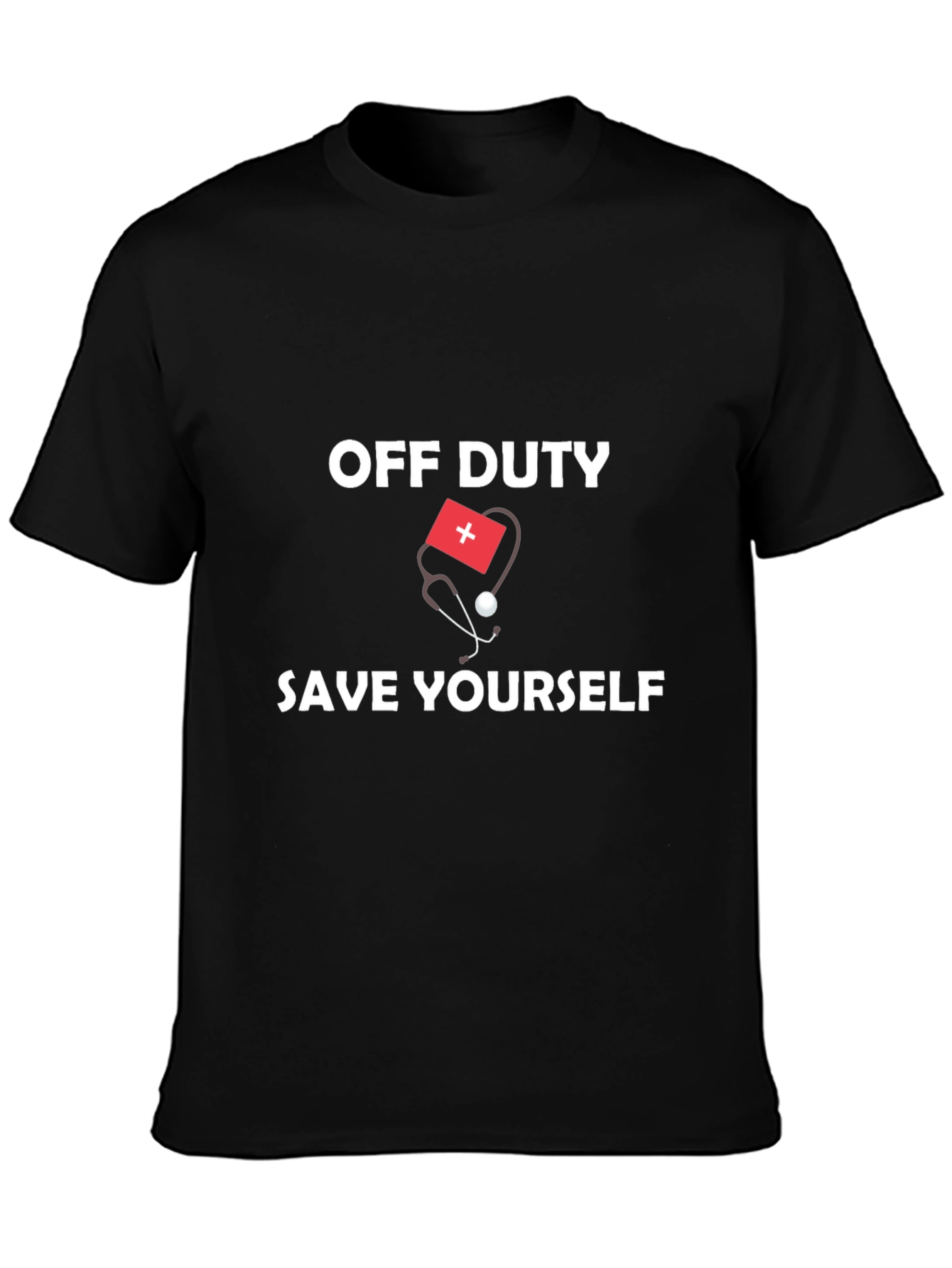 Black Off Duty Save Yourself Graphic Tee view 3