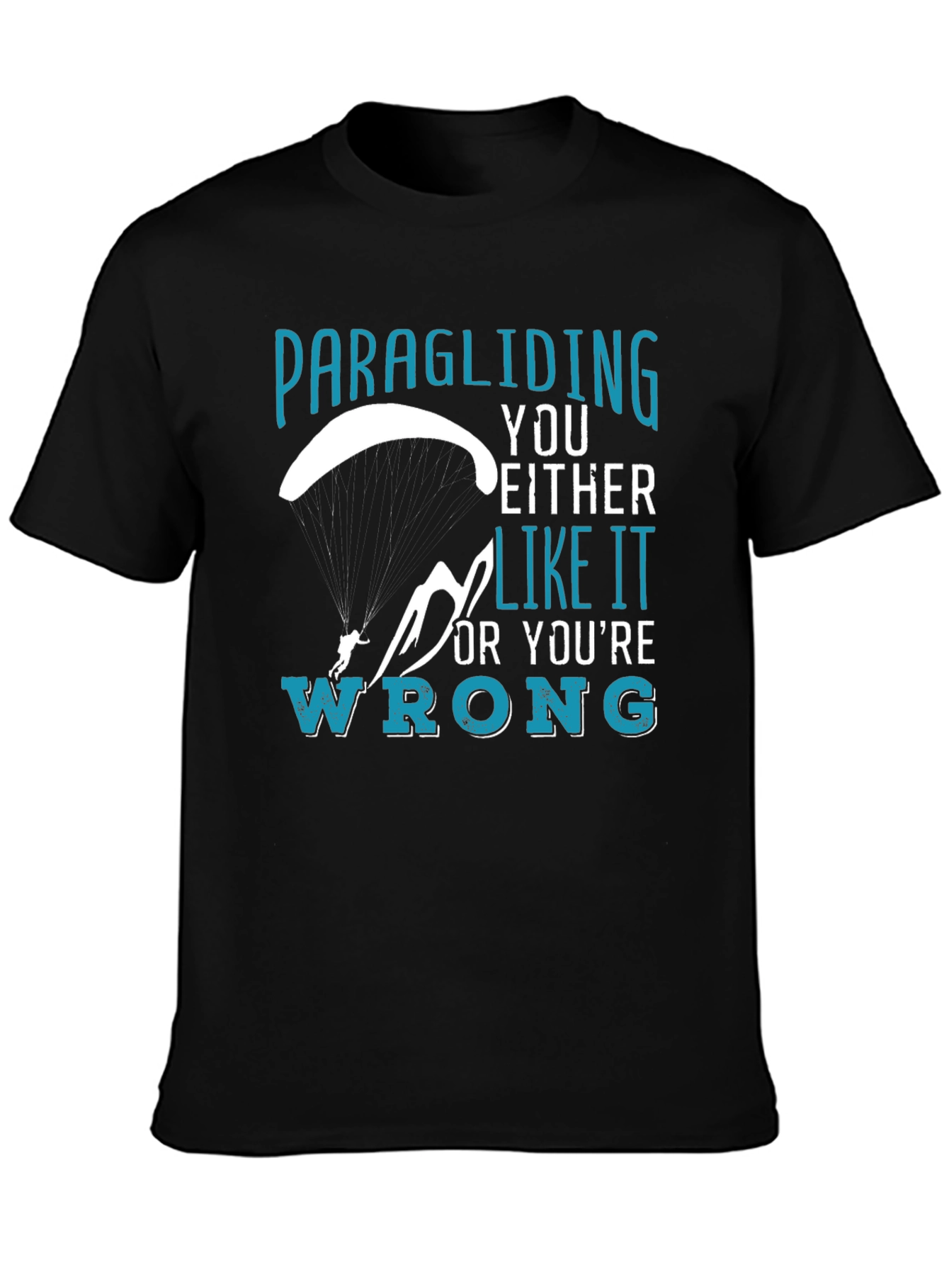 Black Paragliding Enthusiast Graphic Tee view 3