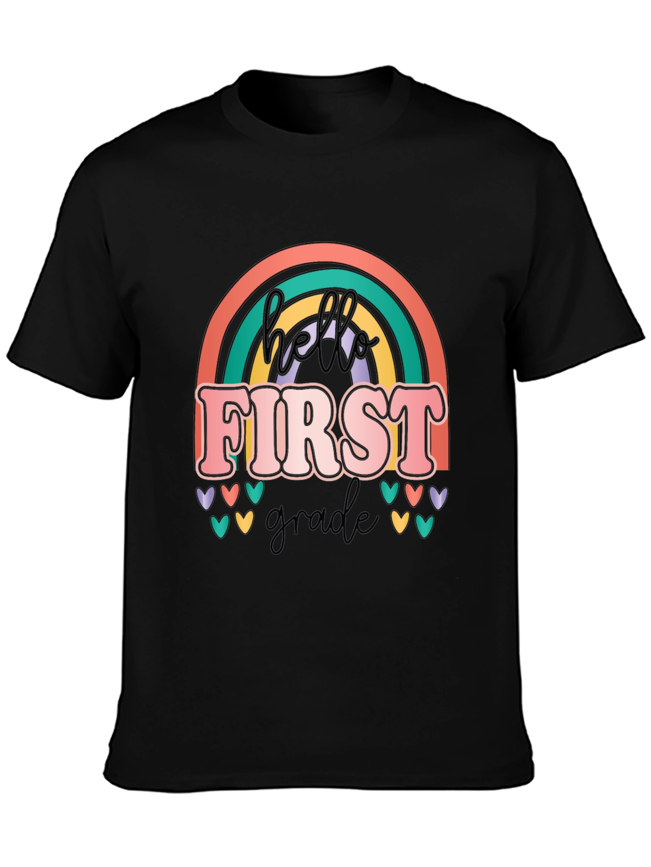 Black Hello First Grade T-Shirt view 3