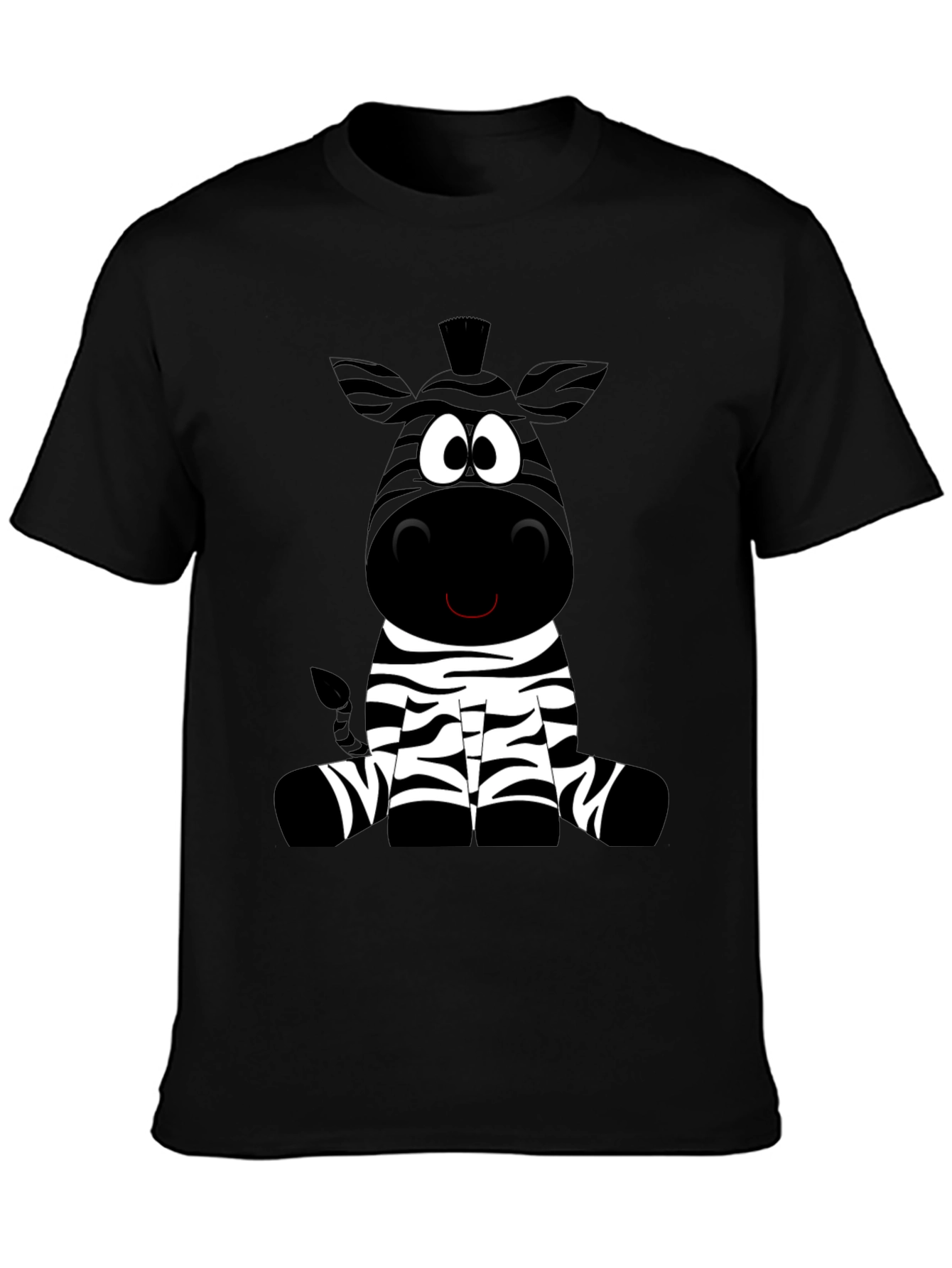 Black Cartoon Zebra Graphic Black T-Shirt view 3